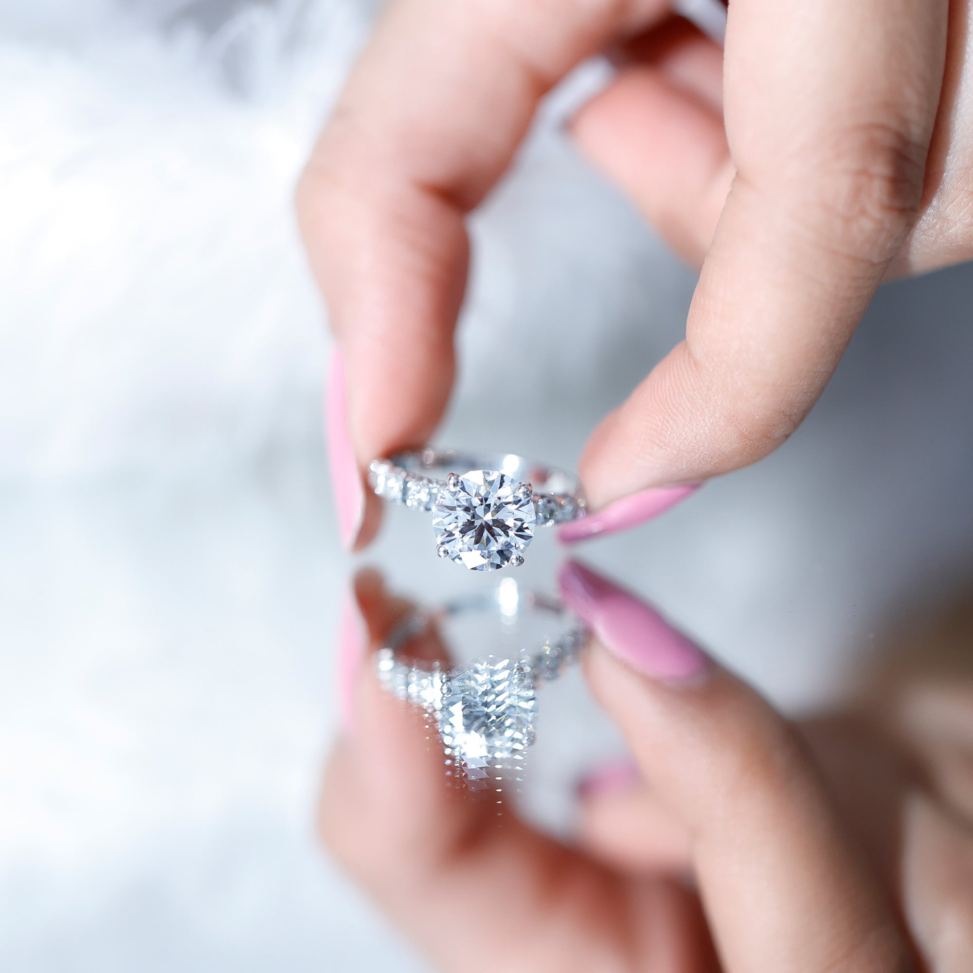 Round Cut 3 Carat Lab Grown Diamond Engagement Ring with IGI Certificate Lab - ( E-VS1 ) - Rosec Jewels