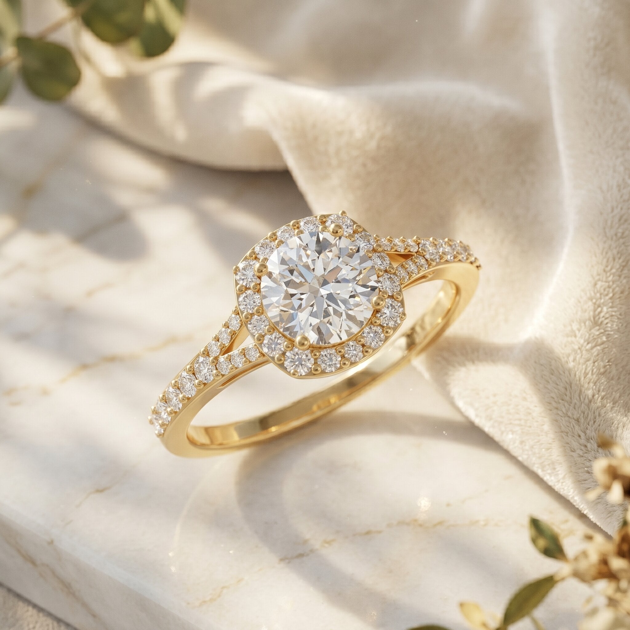 IGI Certified 1 Carat Lab Grown Diamond Halo Engagement Ring for Women Lab - ( E-VS1 ) - Rosec Jewels