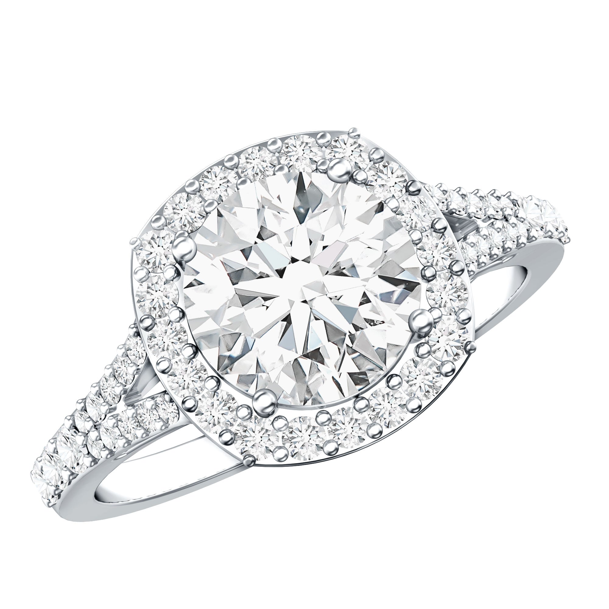 3 Carat Lab Grown Diamond Split Shank Engagement Ring with IGI Certificate Lab - ( E-VS1 ) - Rosec Jewels