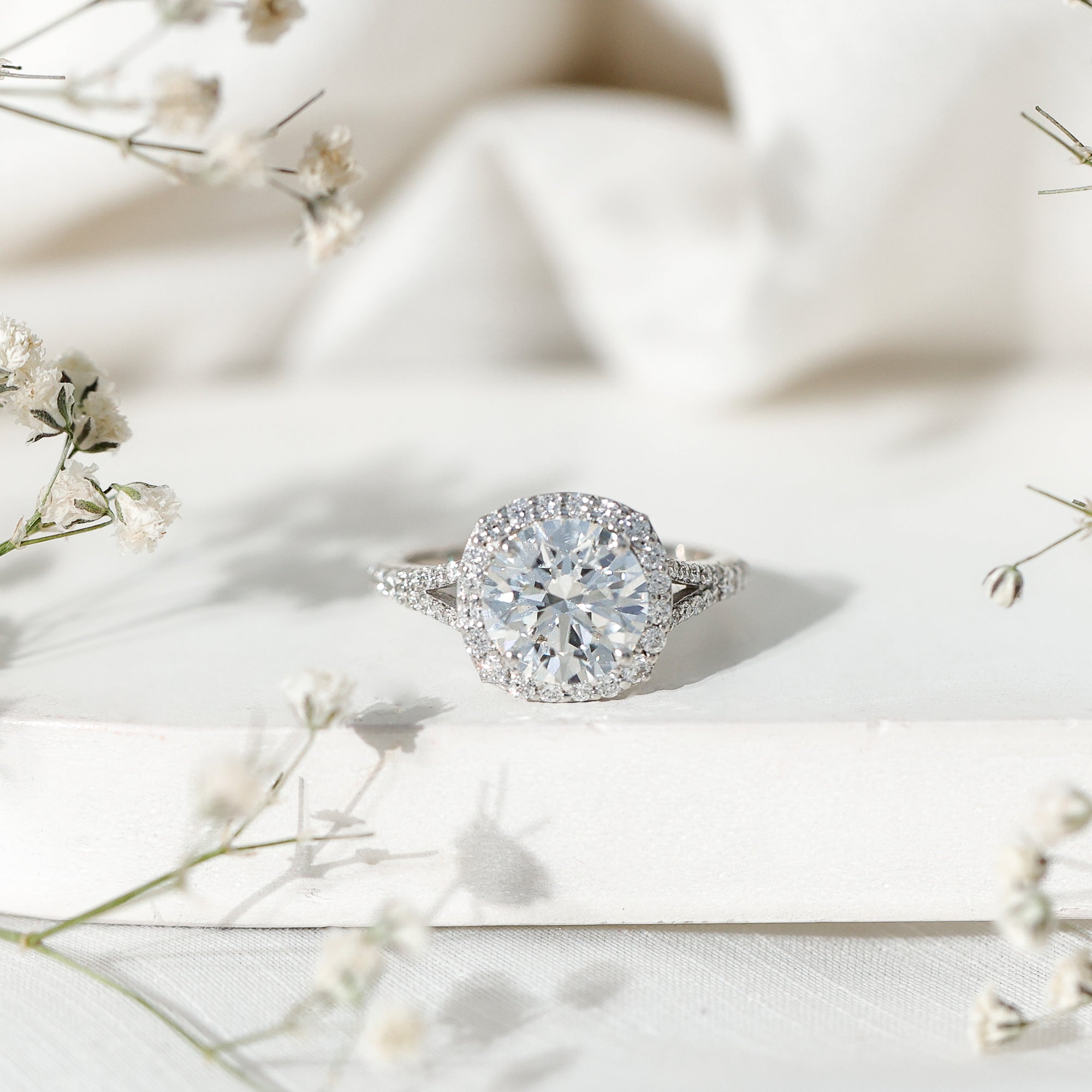3 Carat Lab Grown Diamond Split Shank Engagement Ring with IGI Certificate Lab - ( E-VS1 ) - Rosec Jewels