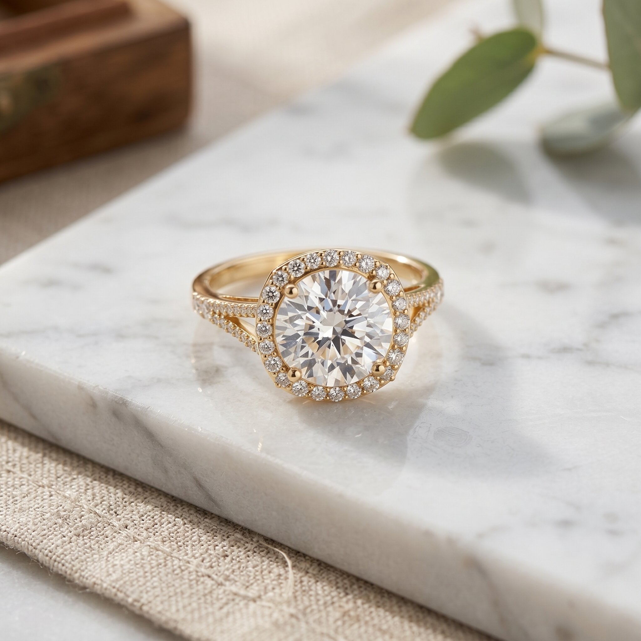 IGI Certified Lab Grown Diamond Statement Engagement Ring with Split Shank Lab - ( E-VS1 ) - Rosec Jewels