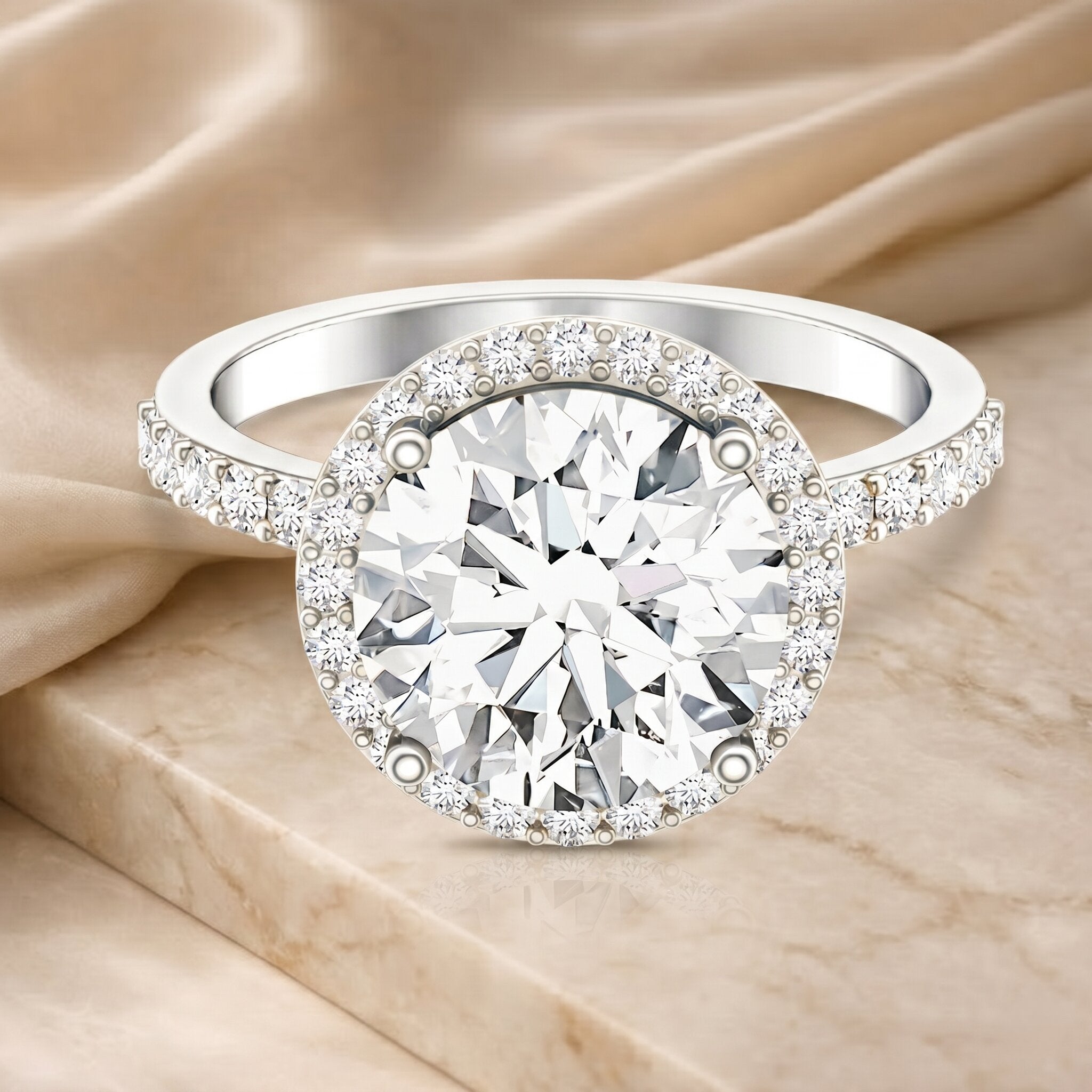4 Carat Lab Grown Diamond Cocktail Engagement Ring with IGI Certificate Lab - ( E-VS1 ) - Rosec Jewels