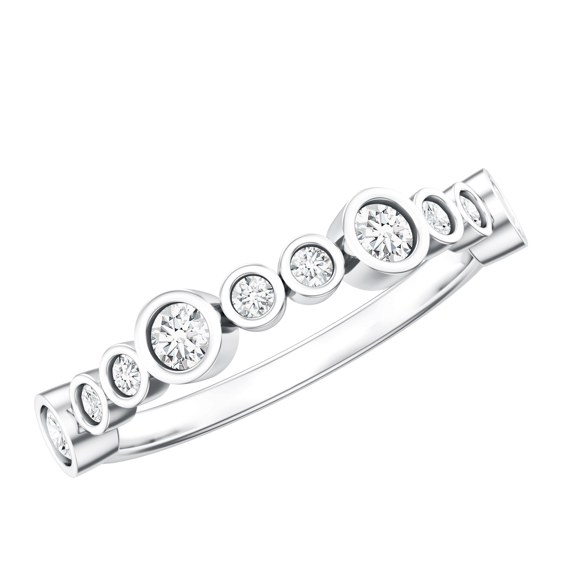 Bezel Set Lab Created Diamond Half Eternity Ring Lab - ( EF-VS ) - Rosec Jewels