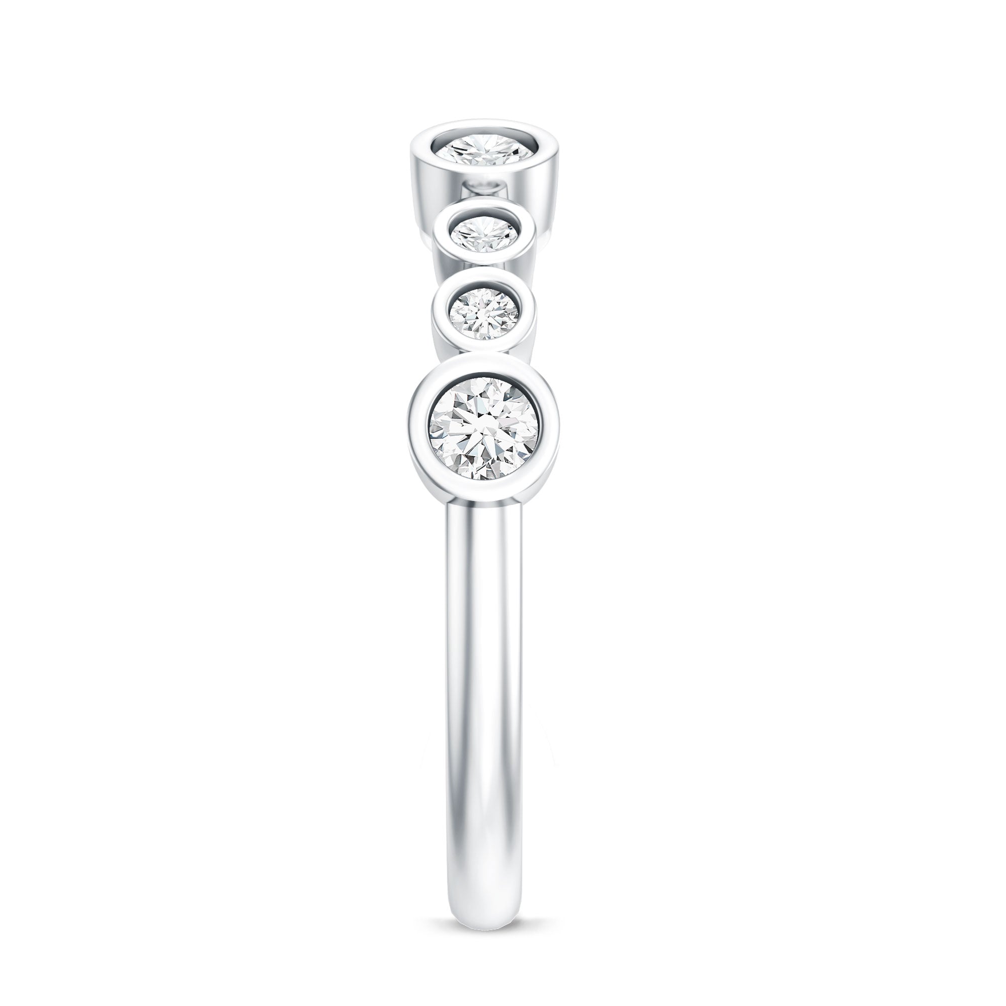 Bezel Set Lab Created Diamond Half Eternity Ring Lab - ( EF-VS ) - Rosec Jewels
