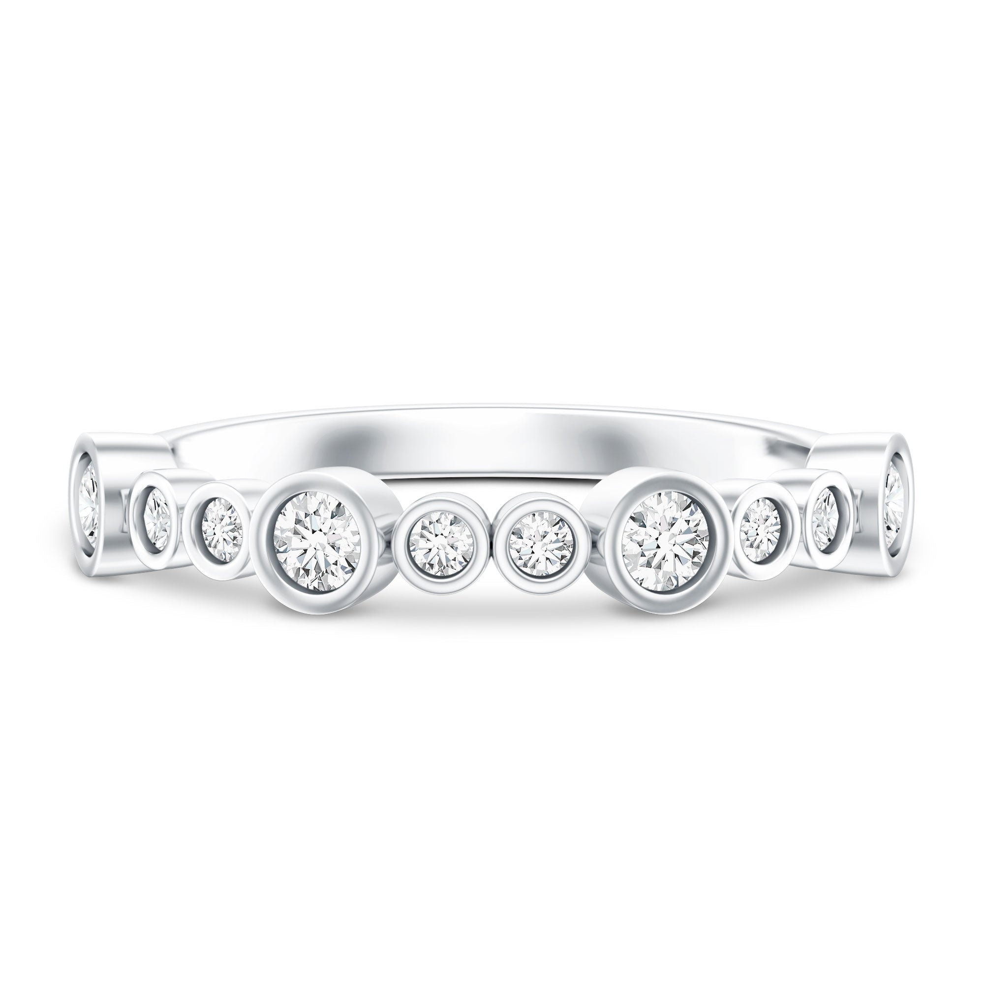 Bezel Set Lab Created Diamond Half Eternity Ring Lab - ( EF-VS ) - Rosec Jewels