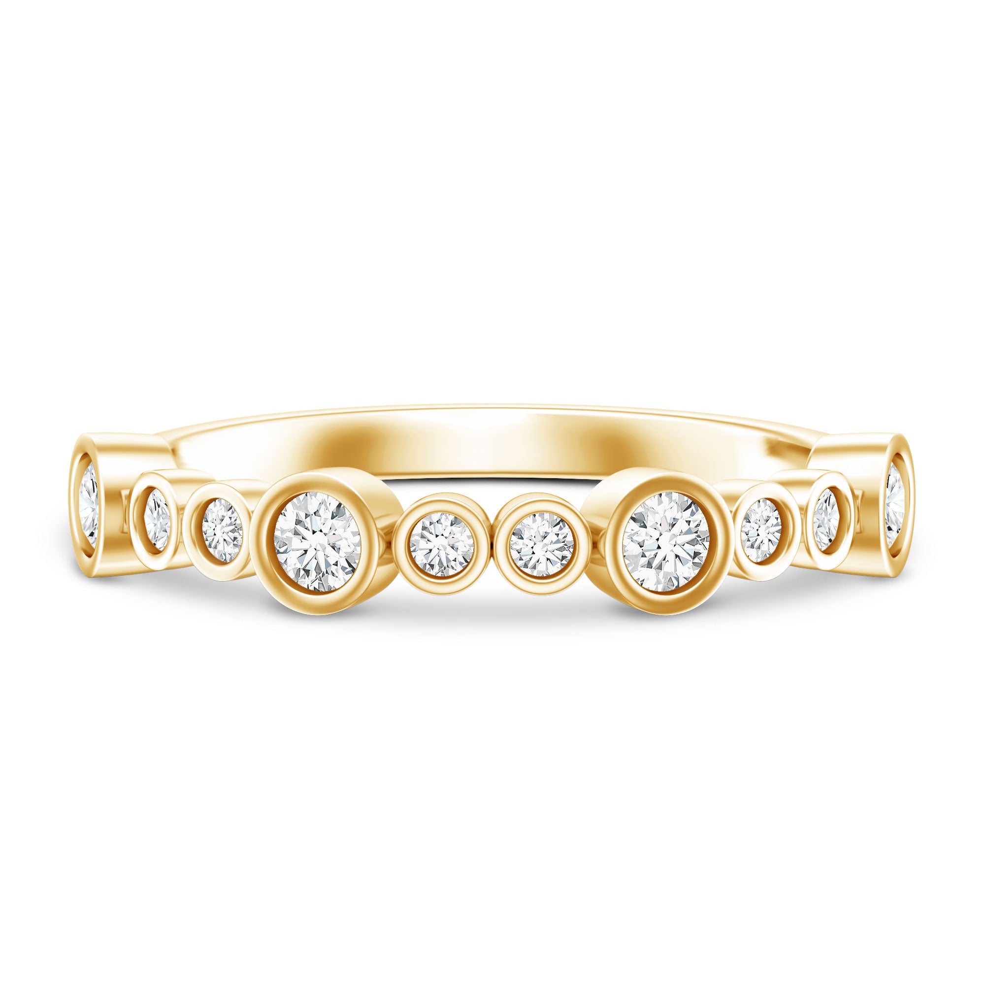 Bezel Set Lab Created Diamond Half Eternity Ring Lab - ( EF-VS ) - Rosec Jewels