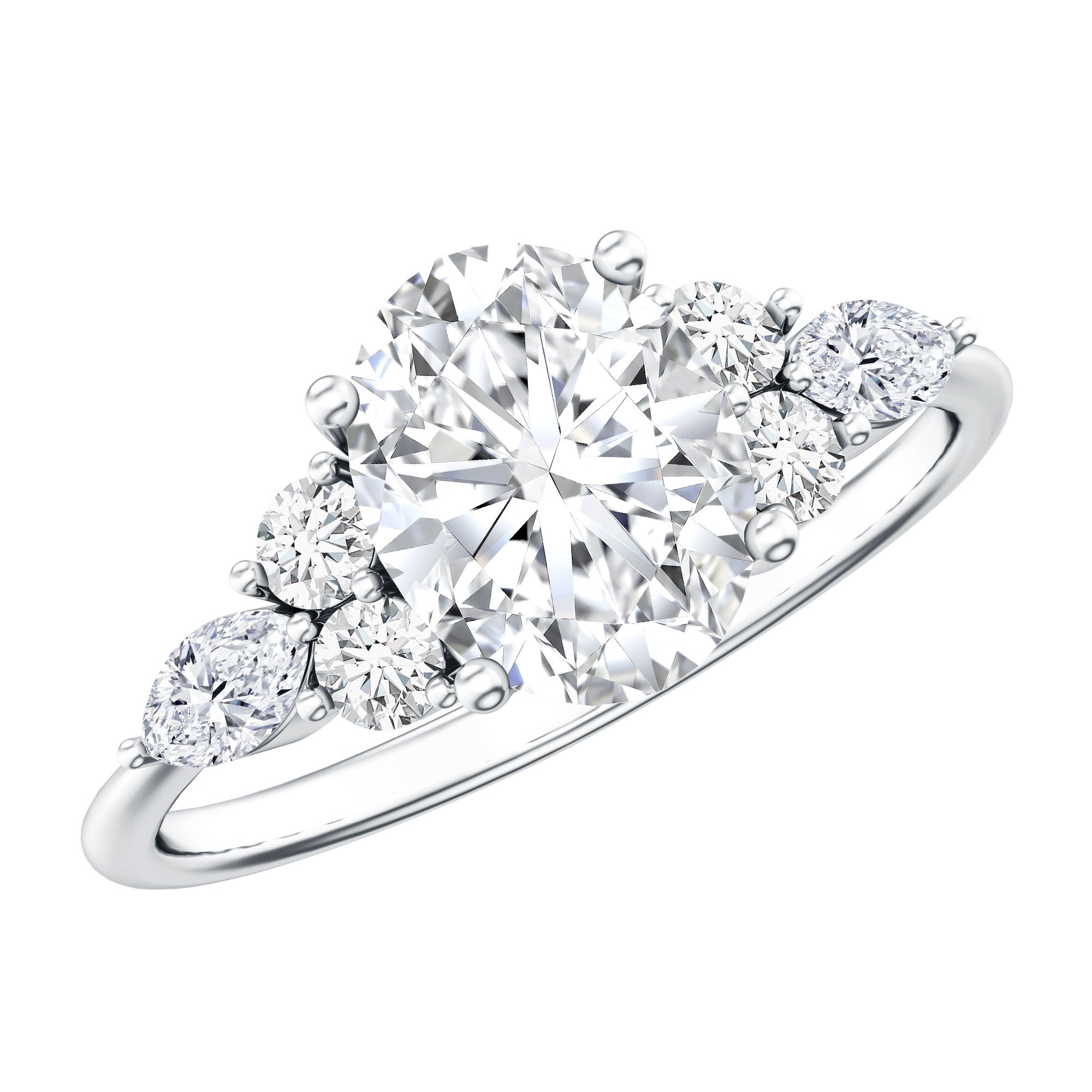 2 Carat Lab Grown Diamond Oval Engagement Ring with Trio Lab - ( EF-VS ) - Rosec Jewels