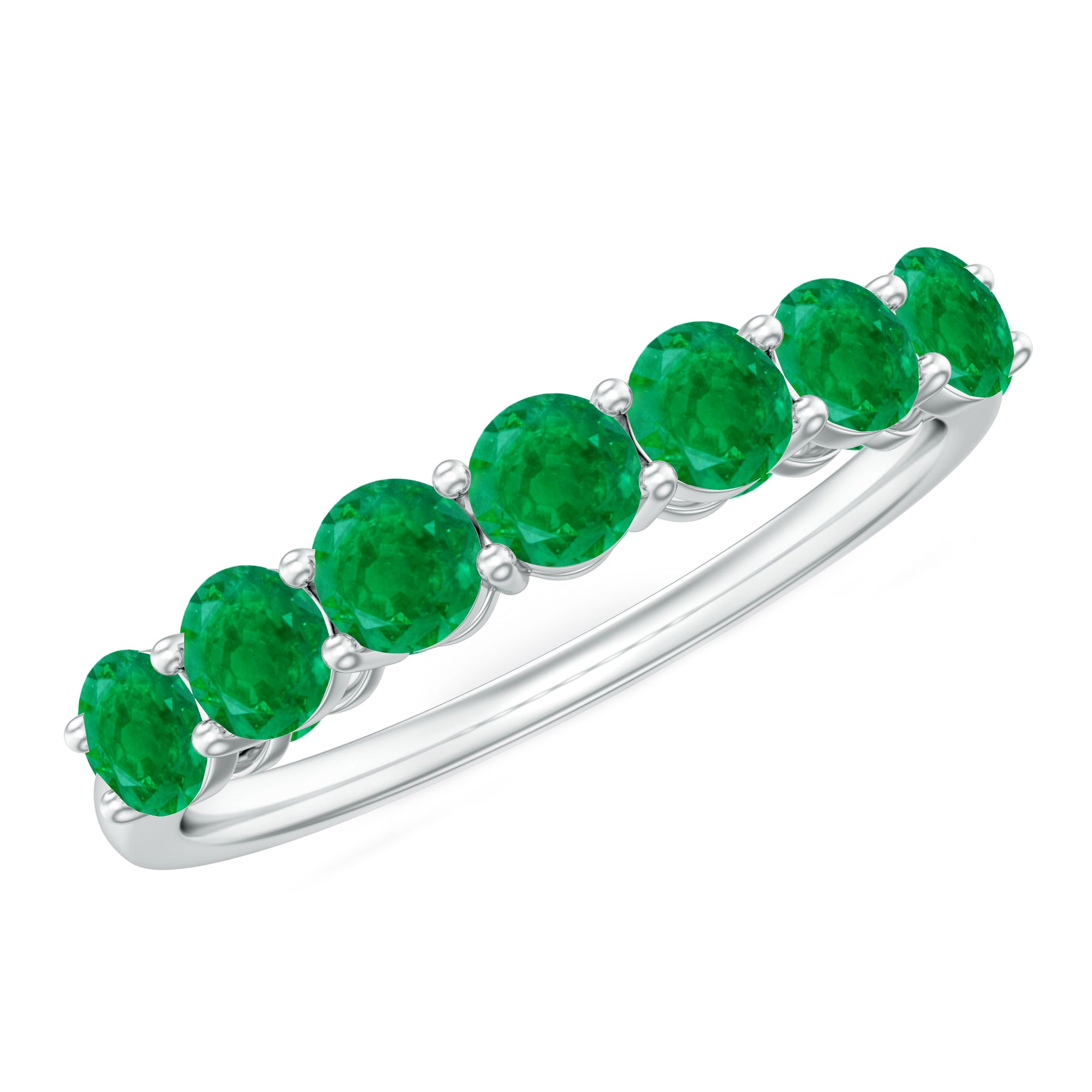 Certified 7 Stone Emerald Half Eternity Band for Women