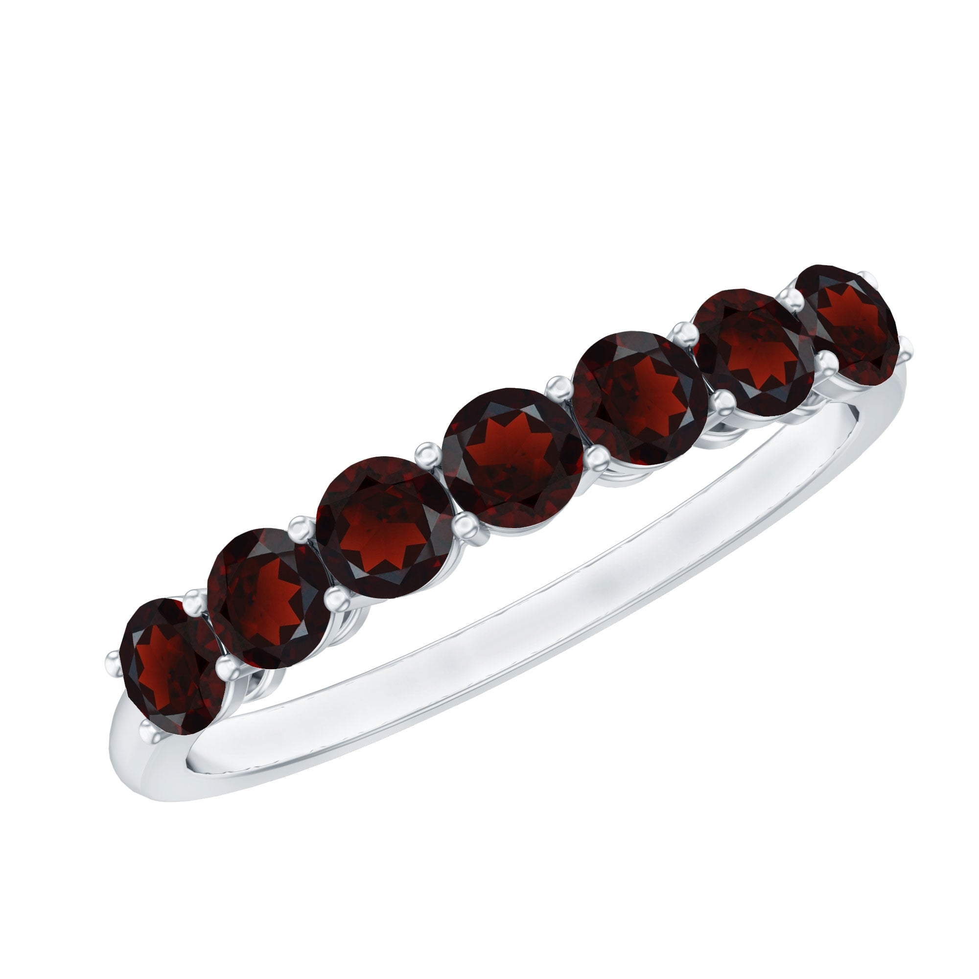 Certified Natural Garnet Half Eternity Ring for Anniversary