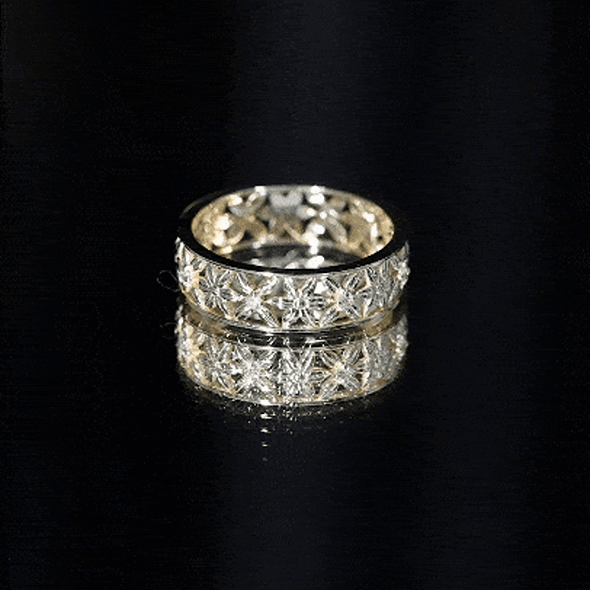 Real Diamond Flower Wedding Band for Women Natural - ( HI-SI ) - Rosec Jewels