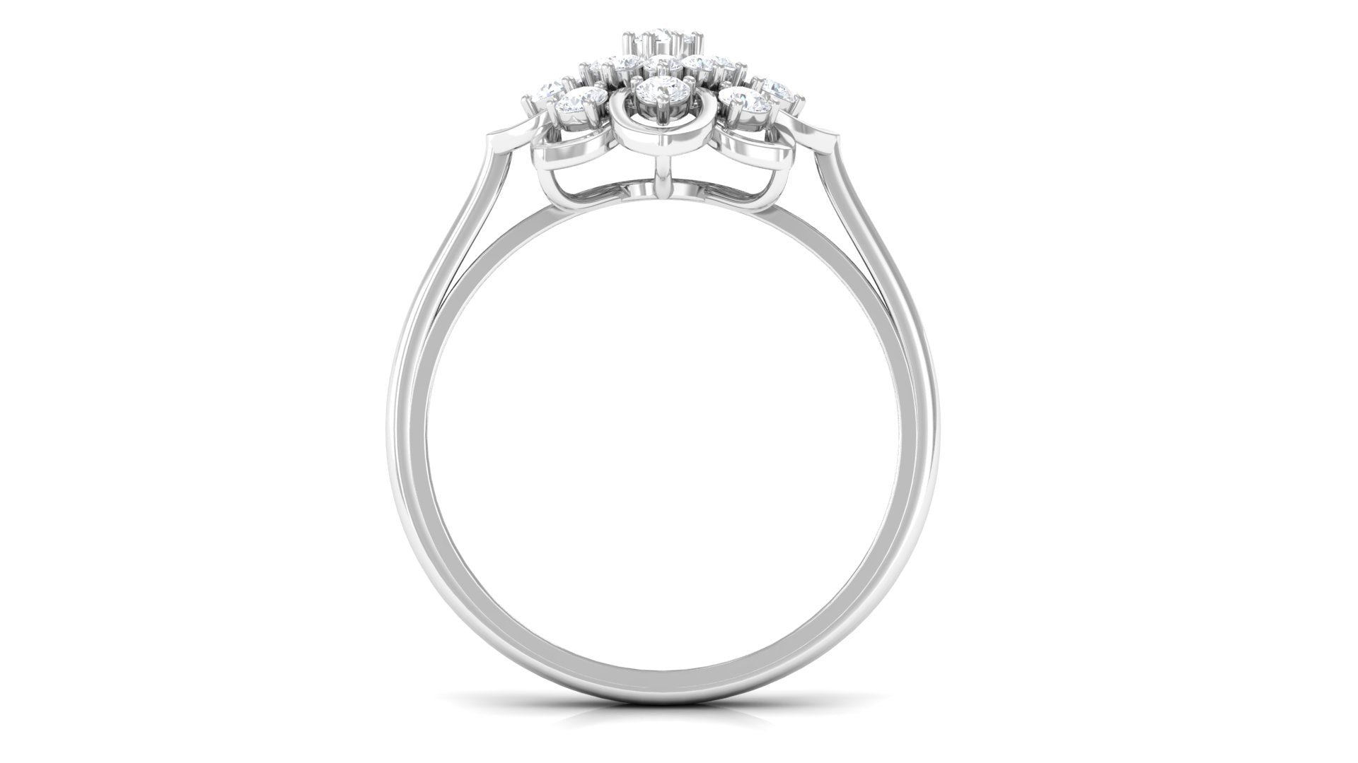 Certified Natural Diamond Flower Engagement Ring Natural - ( HI-SI ) - Rosec Jewels