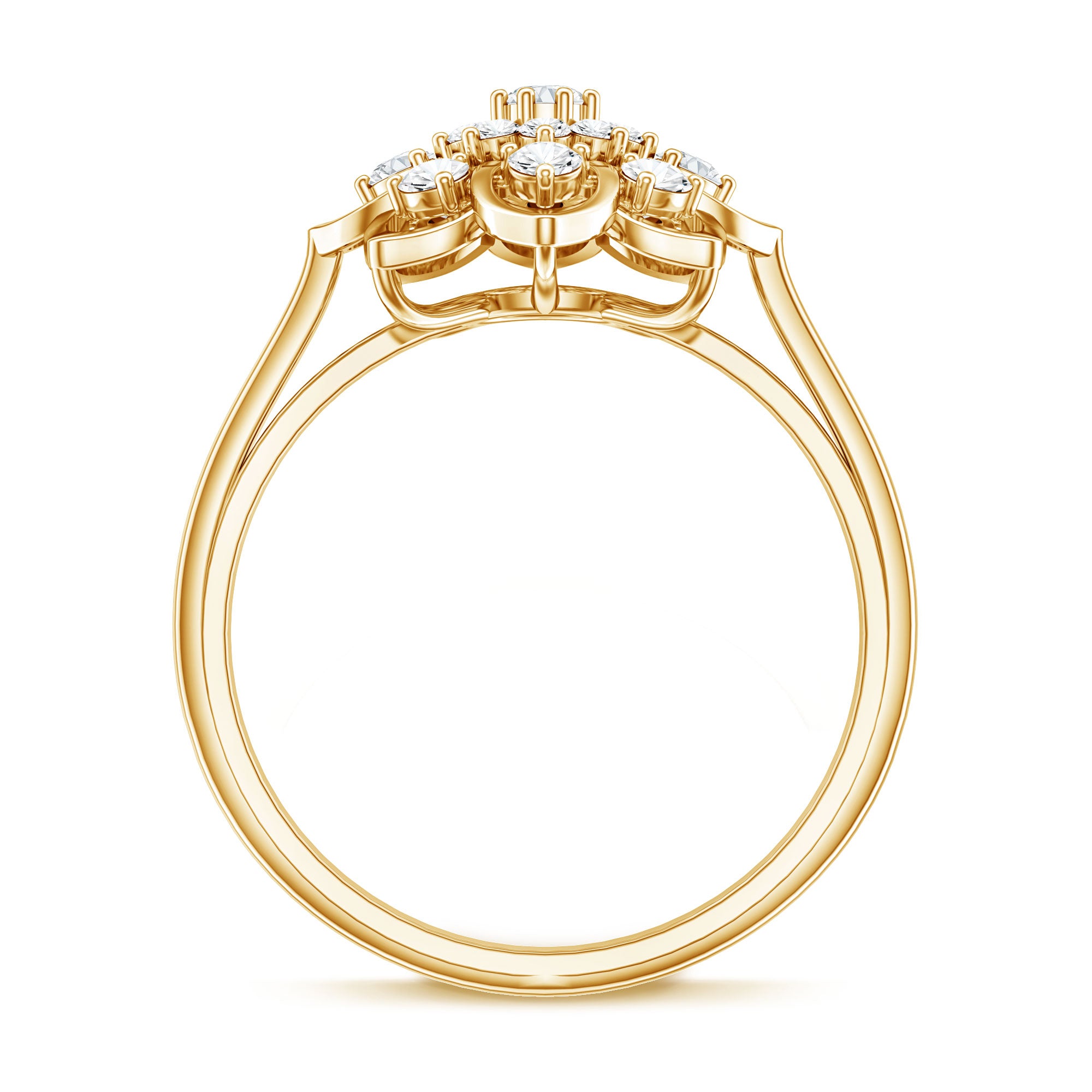 Certified Natural Diamond Flower Engagement Ring Natural - ( HI-SI ) - Rosec Jewels