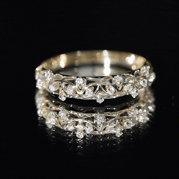 Certified Diamond Filigree Wedding Band for Women Natural - ( HI-SI ) - Rosec Jewels