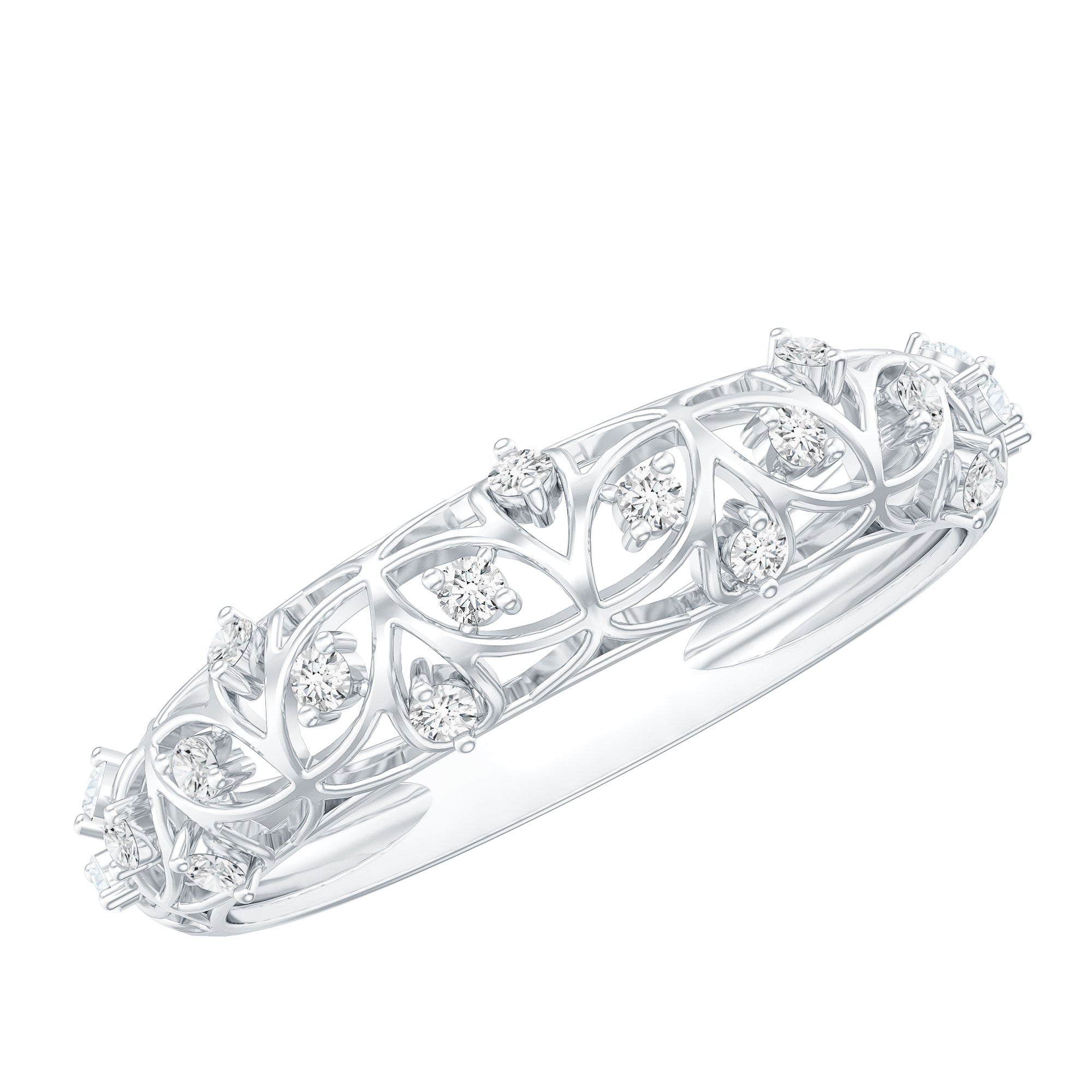 Certified Diamond Filigree Wedding Band for Women Natural - ( HI-SI ) - Rosec Jewels