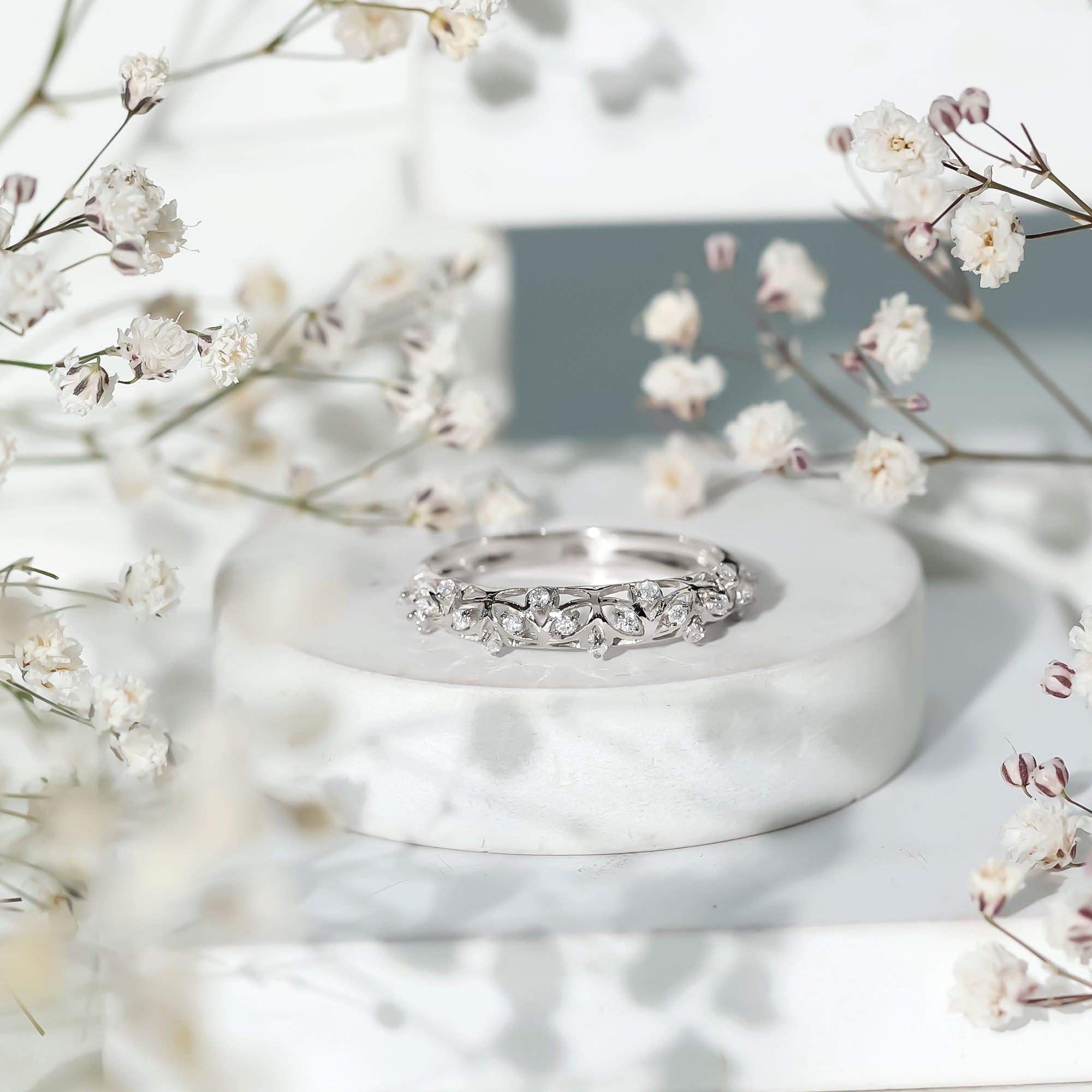 Certified Diamond Filigree Wedding Band for Women Natural - ( HI-SI ) - Rosec Jewels