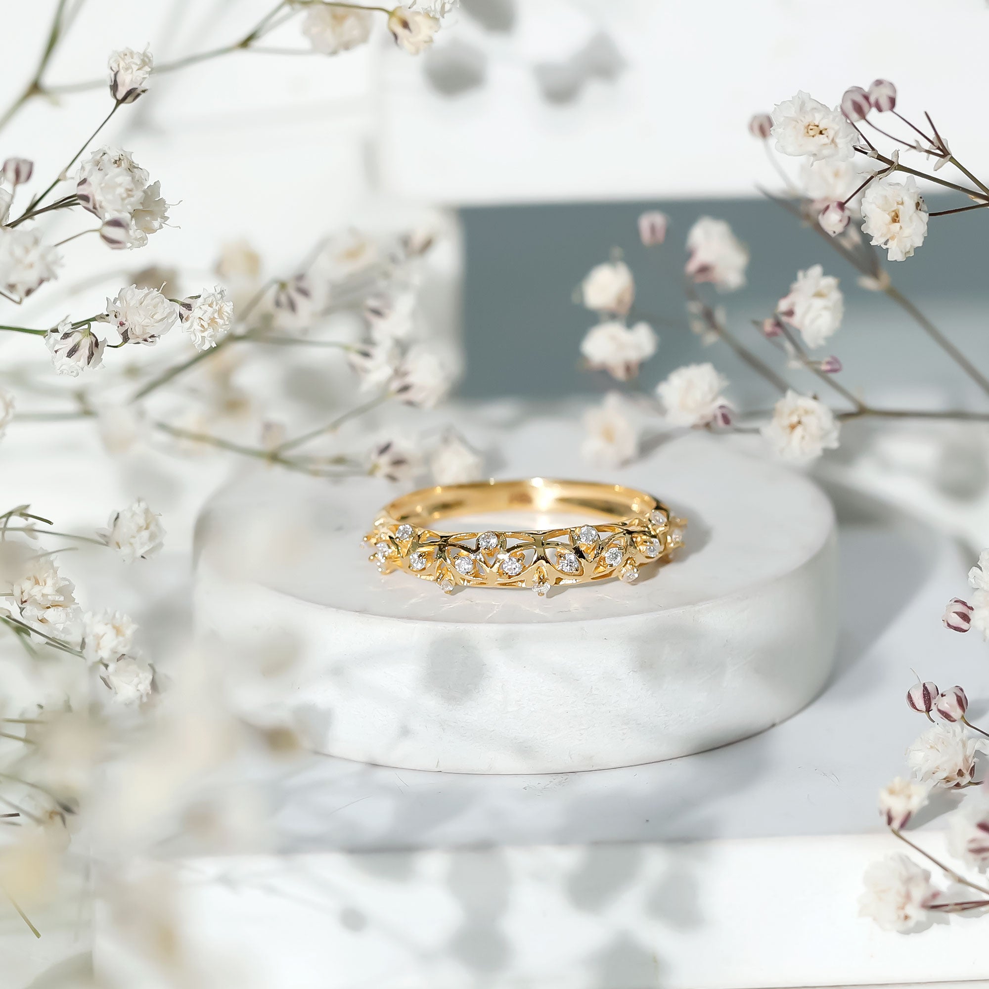 Certified Diamond Filigree Wedding Band for Women Natural - ( HI-SI ) - Rosec Jewels