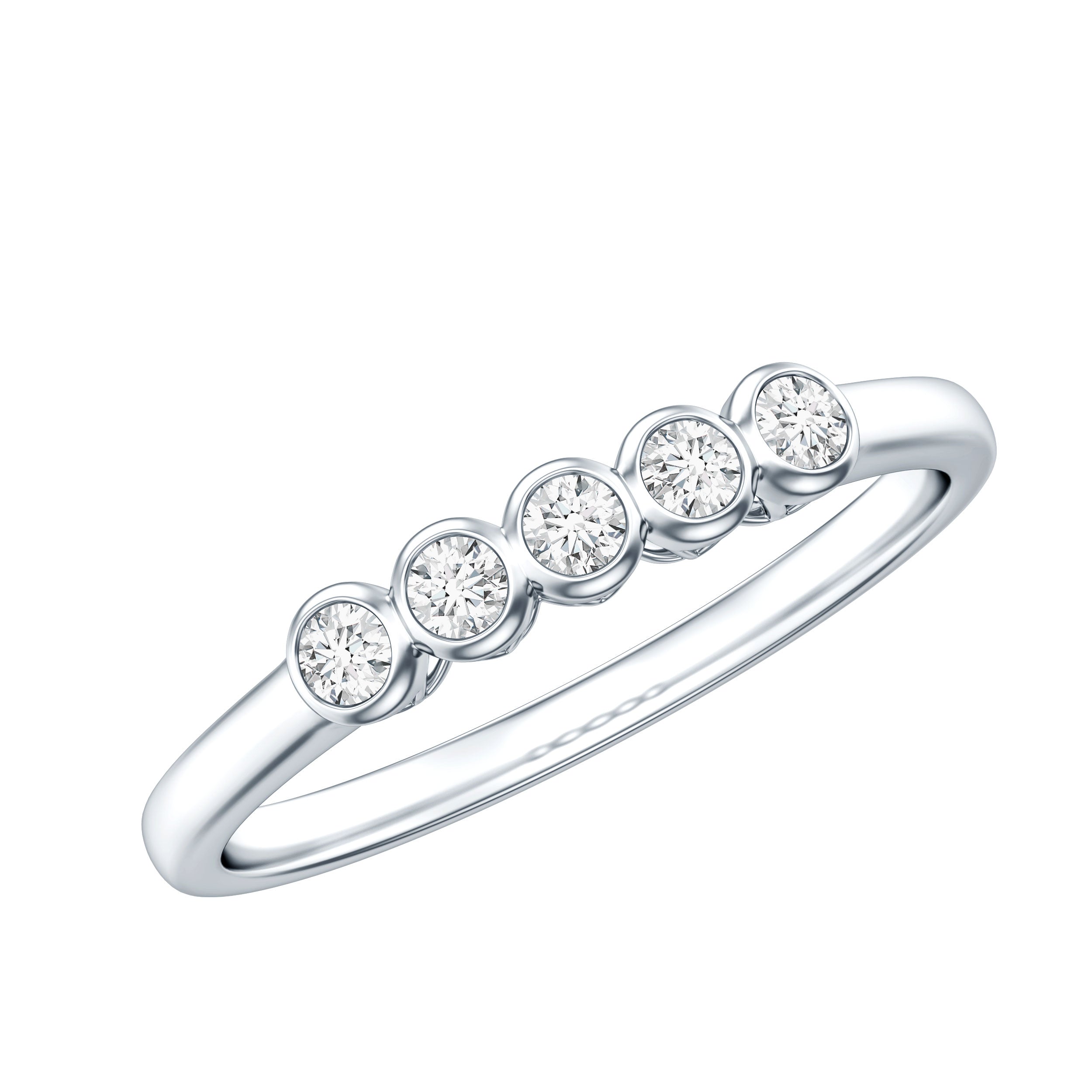 Natural Diamond Five Stone Promise Ring Natural - ( HI-SI ) - Rosec Jewels