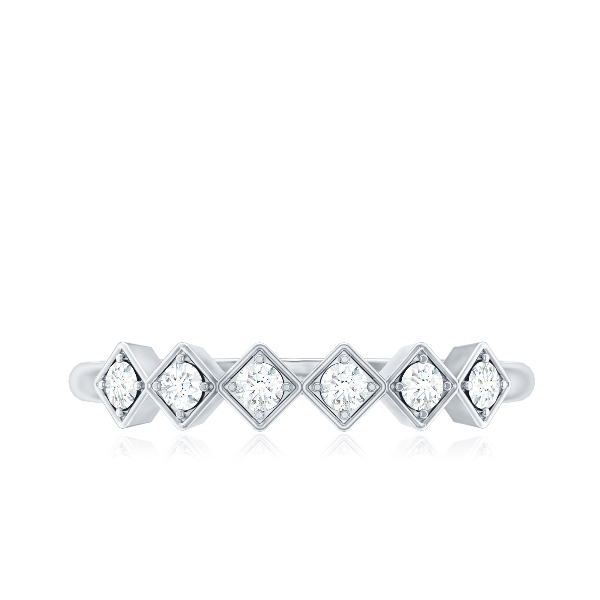 Minimal Diamond Geometric Half Eternity Ring Natural - ( HI-SI ) - Rosec Jewels
