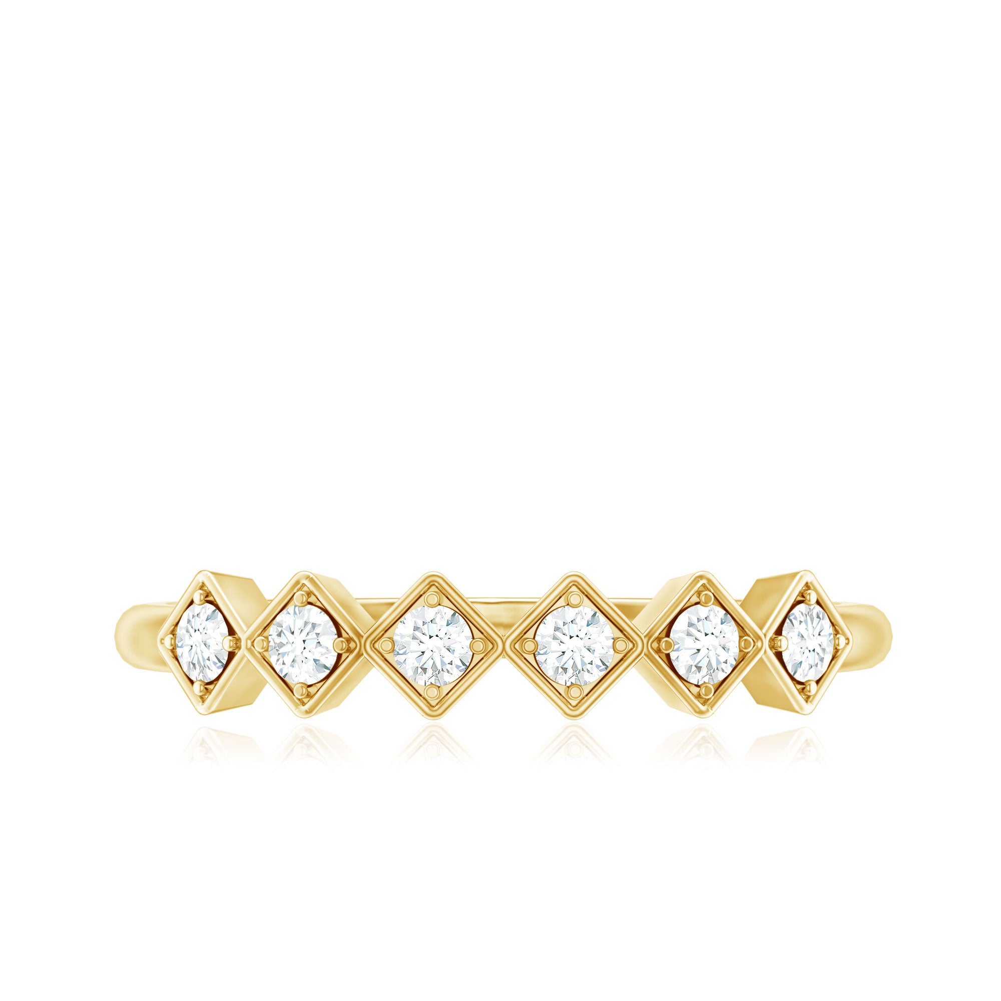 Minimal Diamond Geometric Half Eternity Ring Natural - ( HI-SI ) - Rosec Jewels