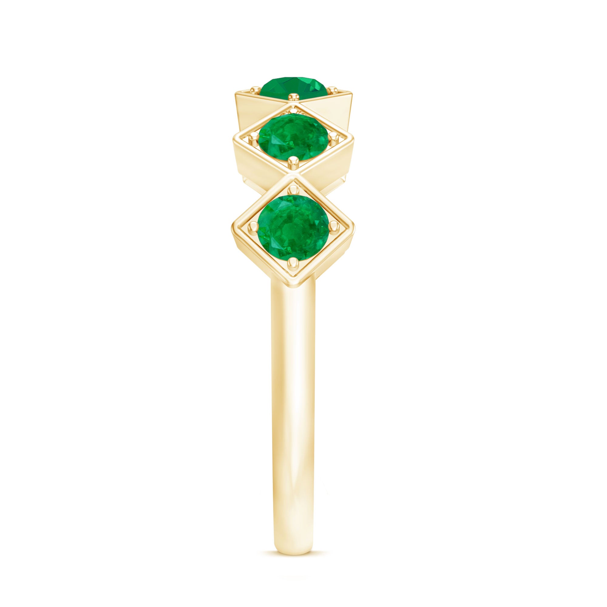 Geometric Emerald Half Eternity Ring for Women AAA - Rosec Jewels