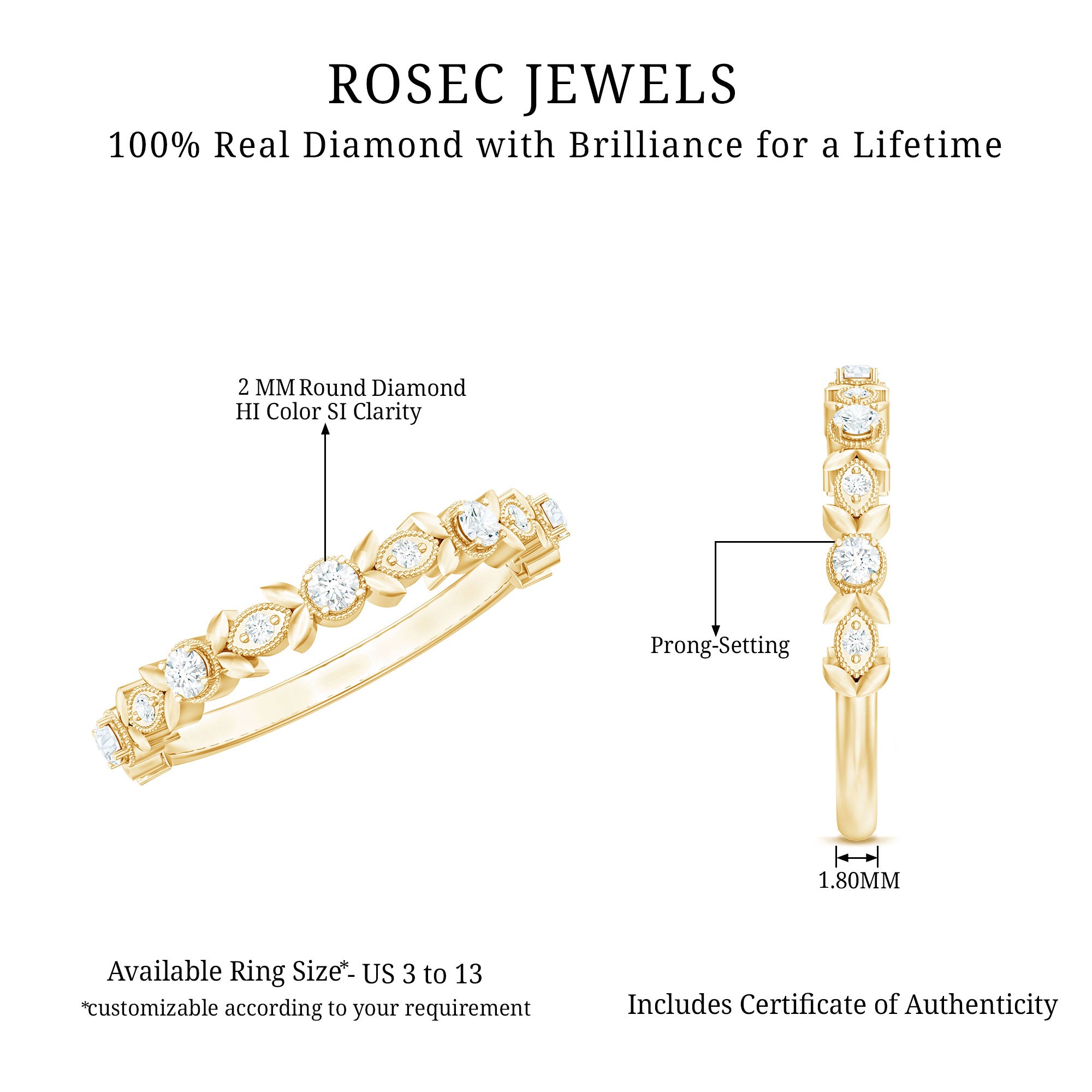 Rosec Jewels-Nature Inspired Diamond Wedding Ring