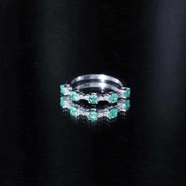 Real Emerald and Diamond Half Eternity Wedding Band Ring AAA - Rosec Jewels