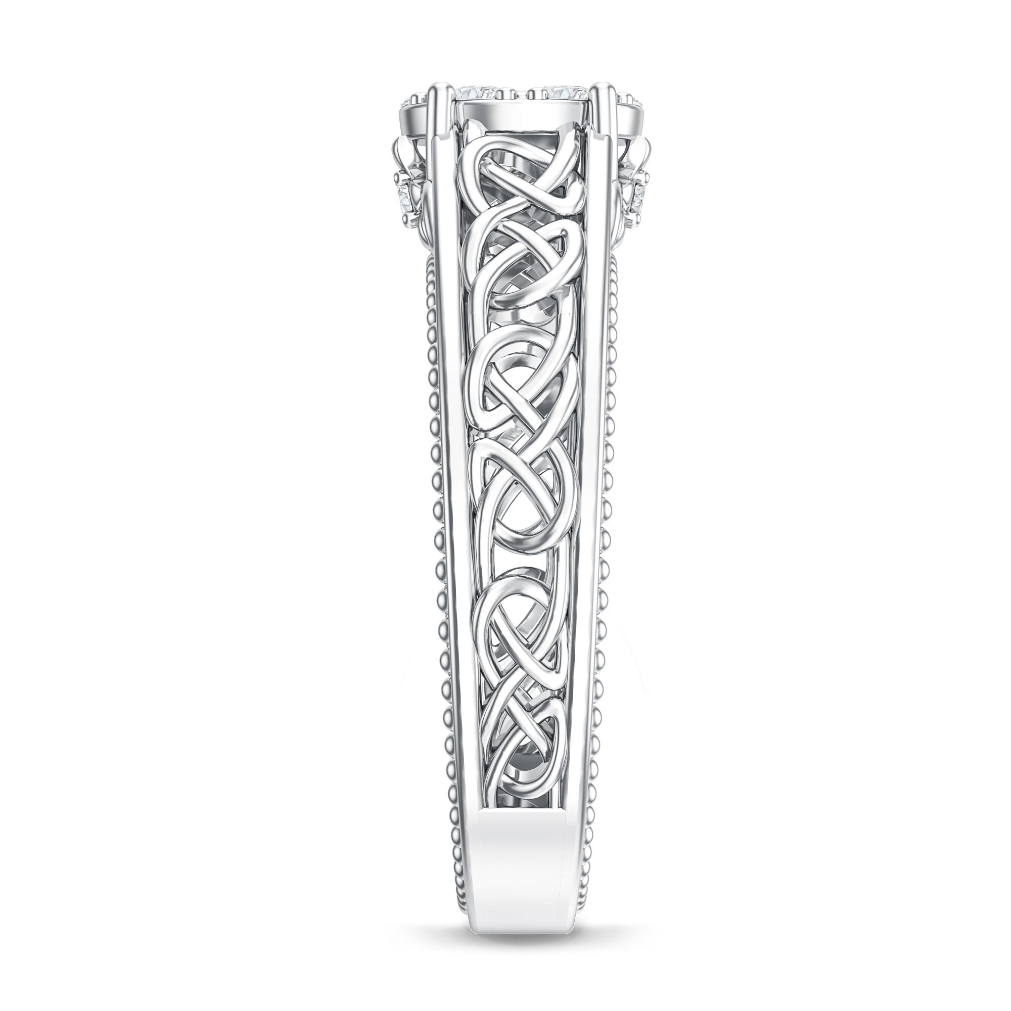 Illusion Real Diamond Celtic Knot Band Ring for Women Natural - ( HI-SI ) - Rosec Jewels