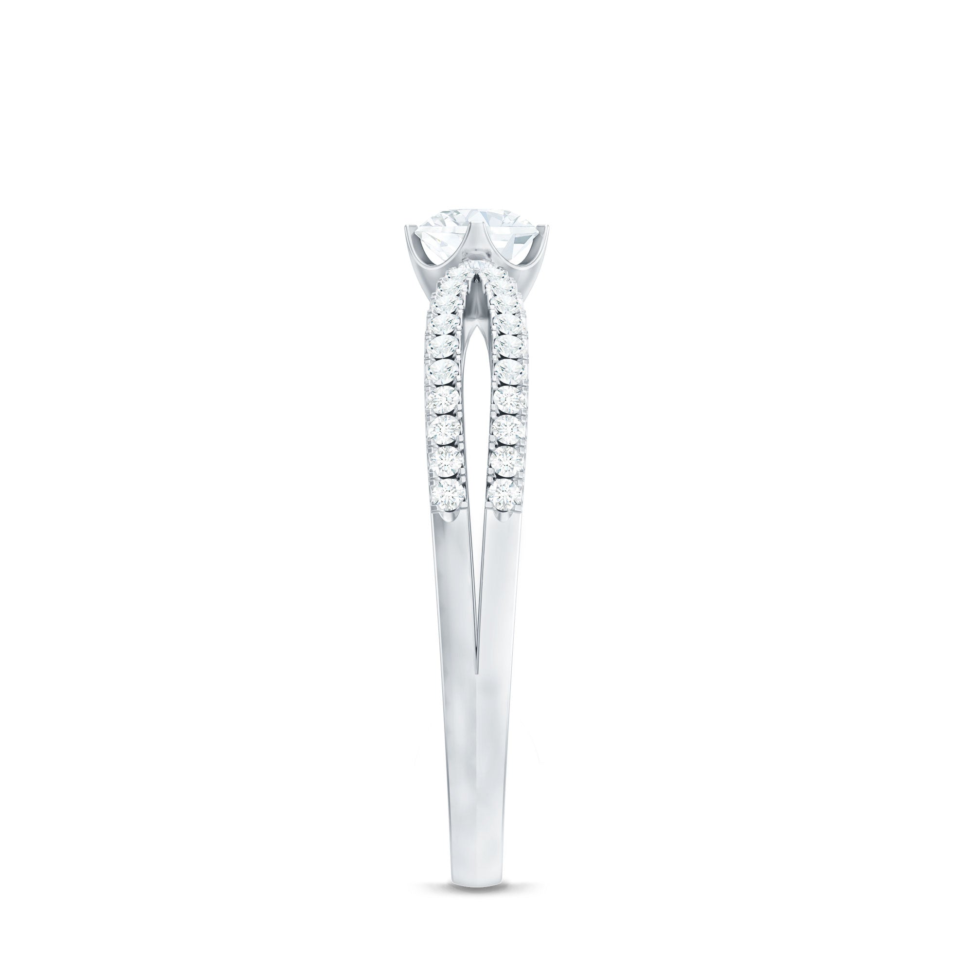 Diamond Solitaire Engagement Ring With Split Shank Natural - ( HI-SI ) - Rosec Jewels