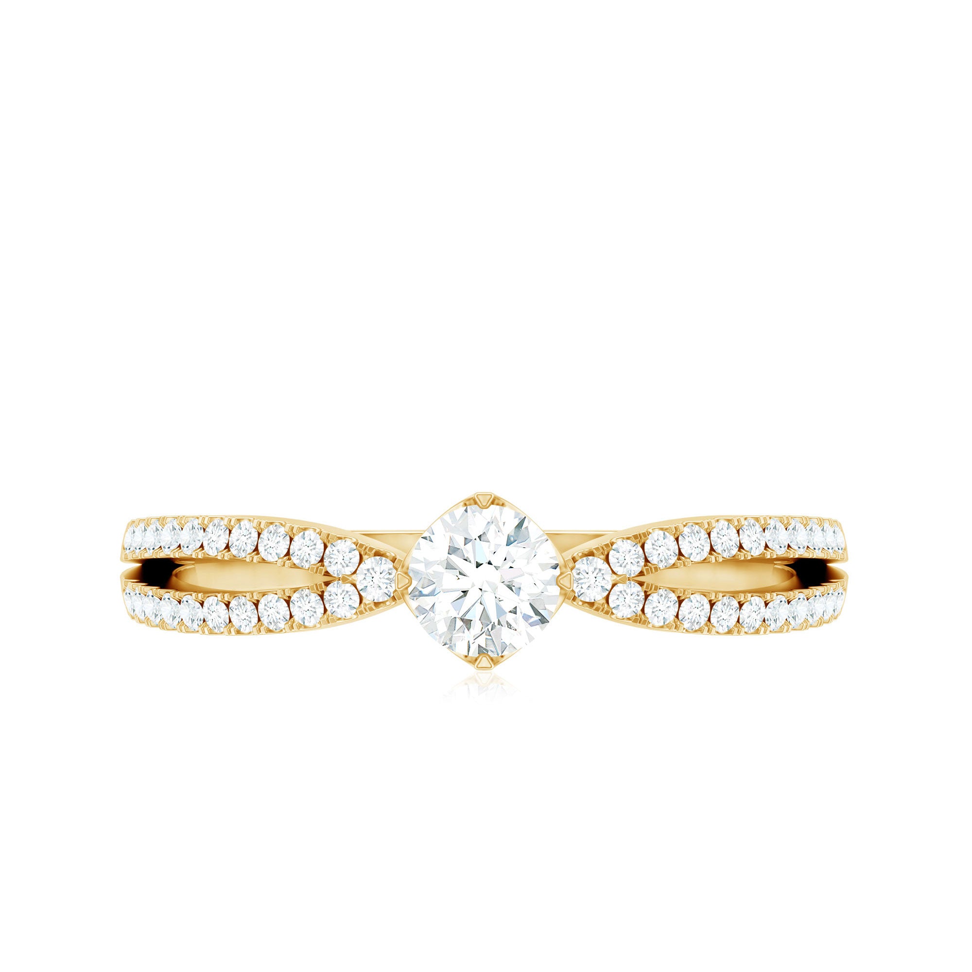 Diamond Solitaire Engagement Ring With Split Shank Natural - ( HI-SI ) - Rosec Jewels