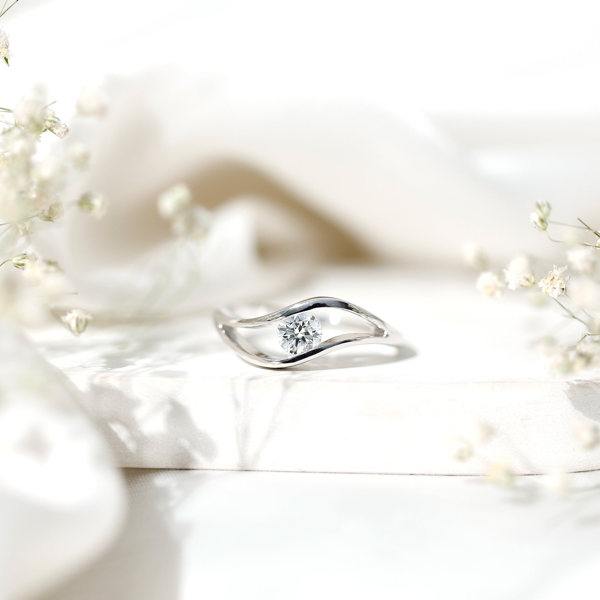 Certified 6 MM Round Moissanite Solitaire Ring with Tension Setting D-VS1 - Rosec Jewels