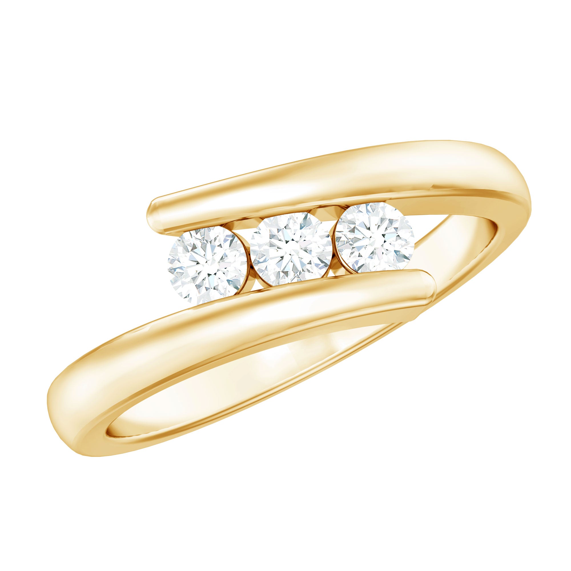 Certified Diamond Three Stone Promise Ring Natural - ( HI-SI ) - Rosec Jewels