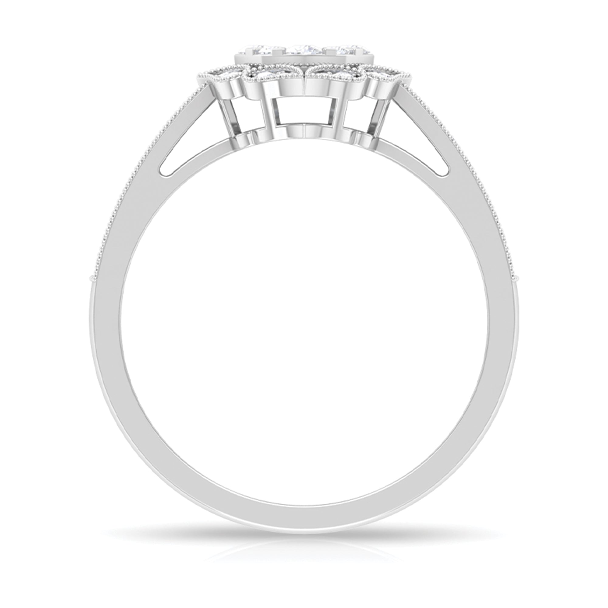 Vintage Inspired Diamond Halo Engagement Ring In Illusion Setting Natural - ( HI-SI ) - Rosec Jewels