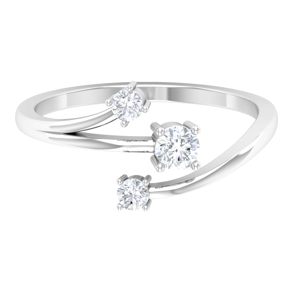 Natural Diamond 3 Stone Proposal Ring for Valentines Natural - ( HI-SI ) - Rosec Jewels