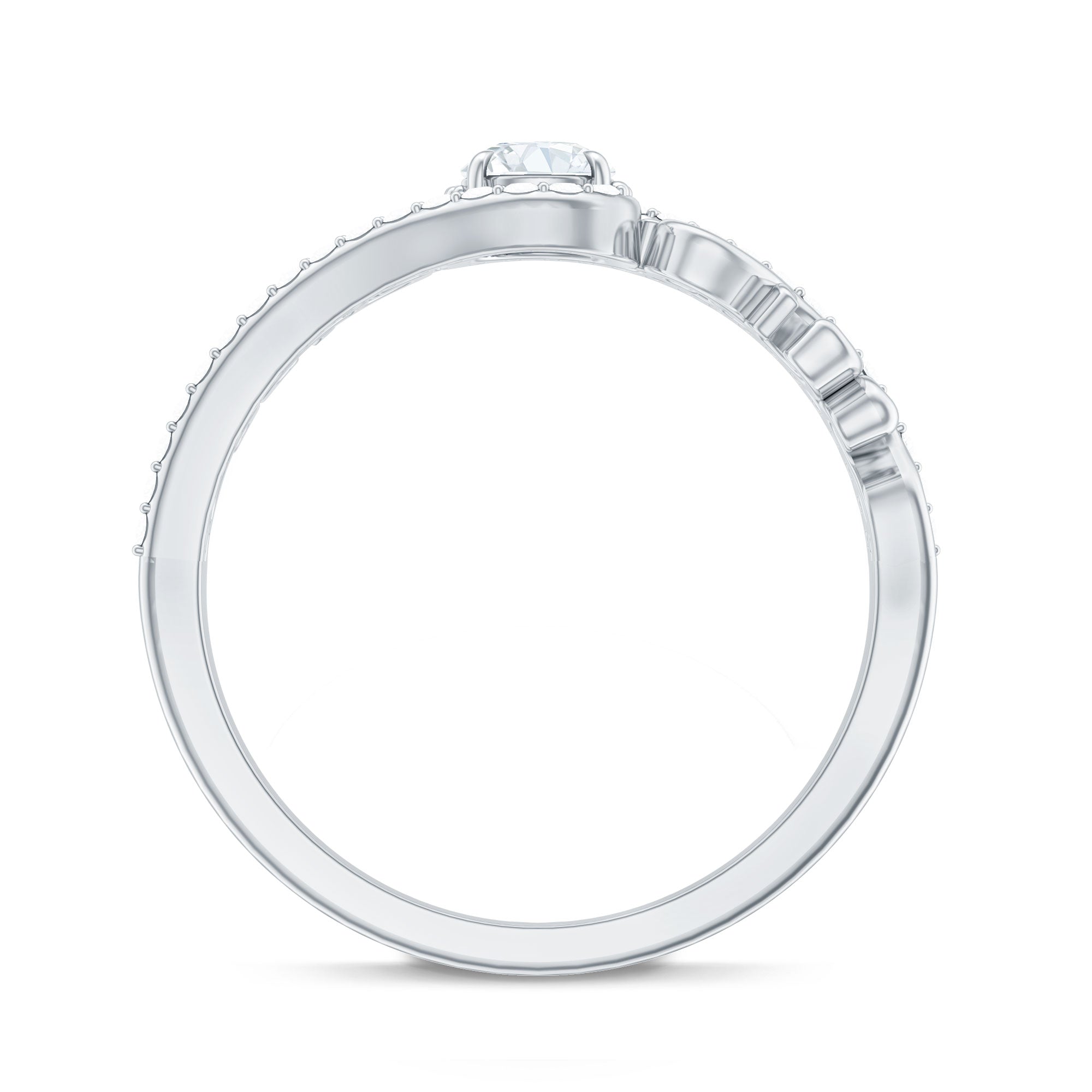 Vintage Style Diamond Engagement Ring with Bypass Shank Natural - ( HI-SI ) - Rosec Jewels