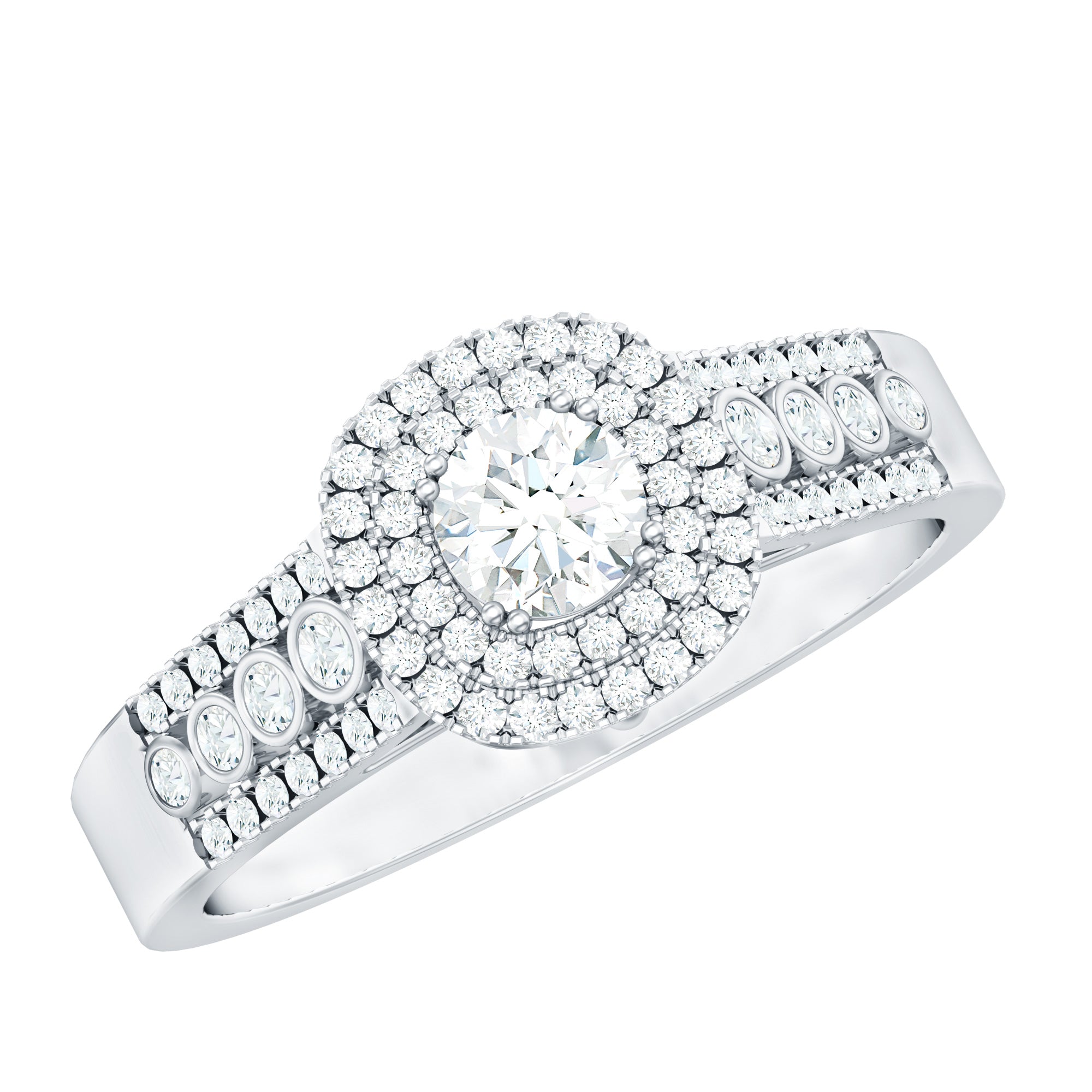 Certified Diamond Halo Engagement Ring For Women