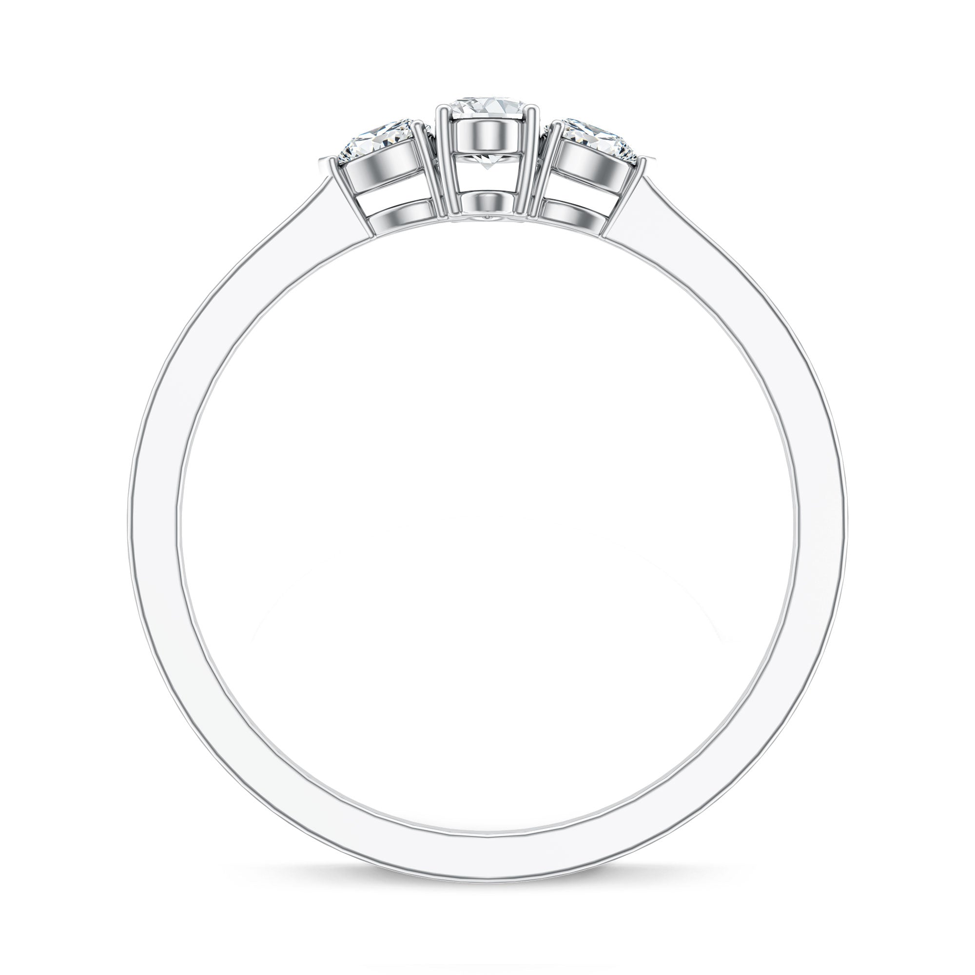 Real Diamond 3 Stone Promise Ring for Valentines Natural - ( HI-SI ) - Rosec Jewels