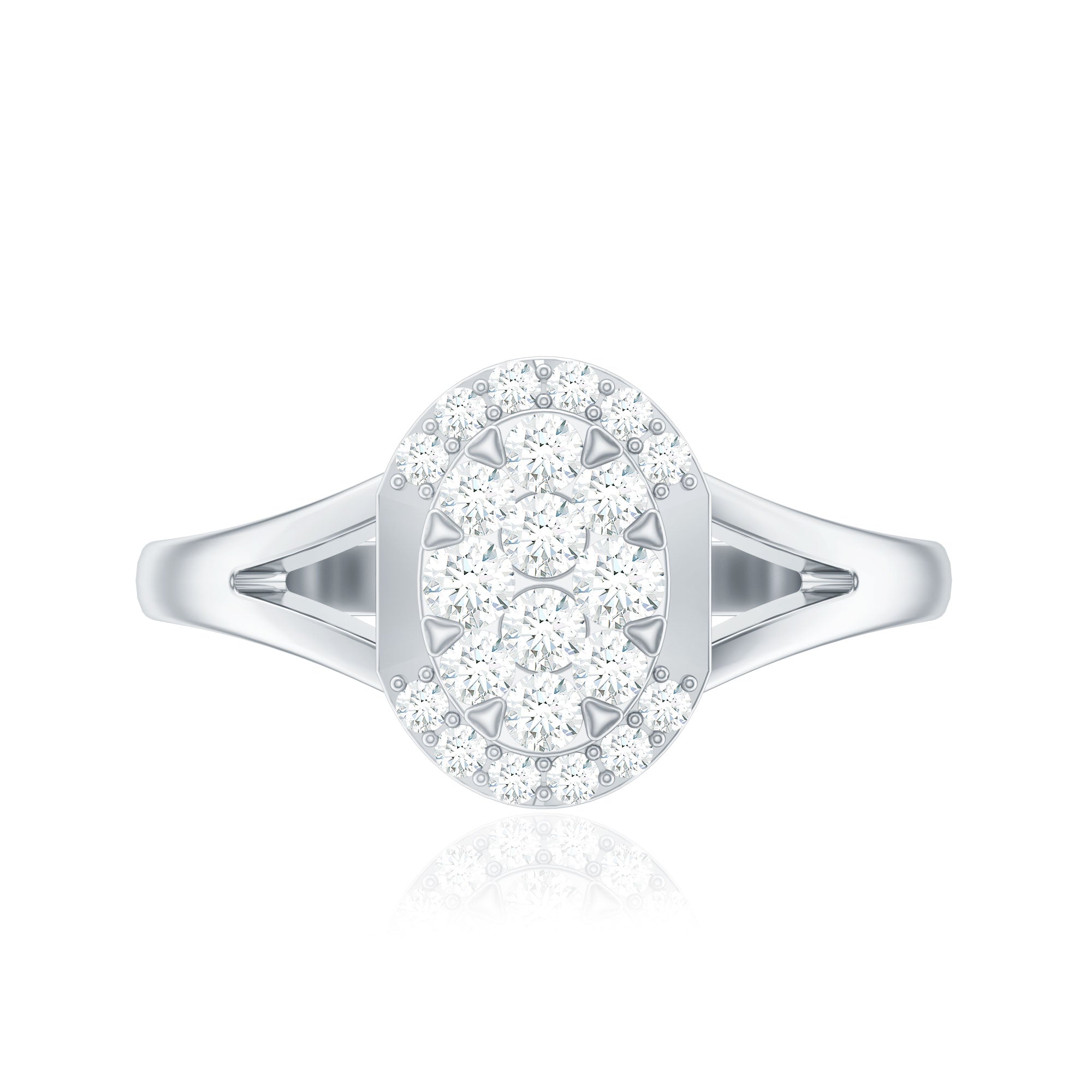 Classic Diamond Engagement Ring with Split Shank Natural - ( HI-SI ) - Rosec Jewels
