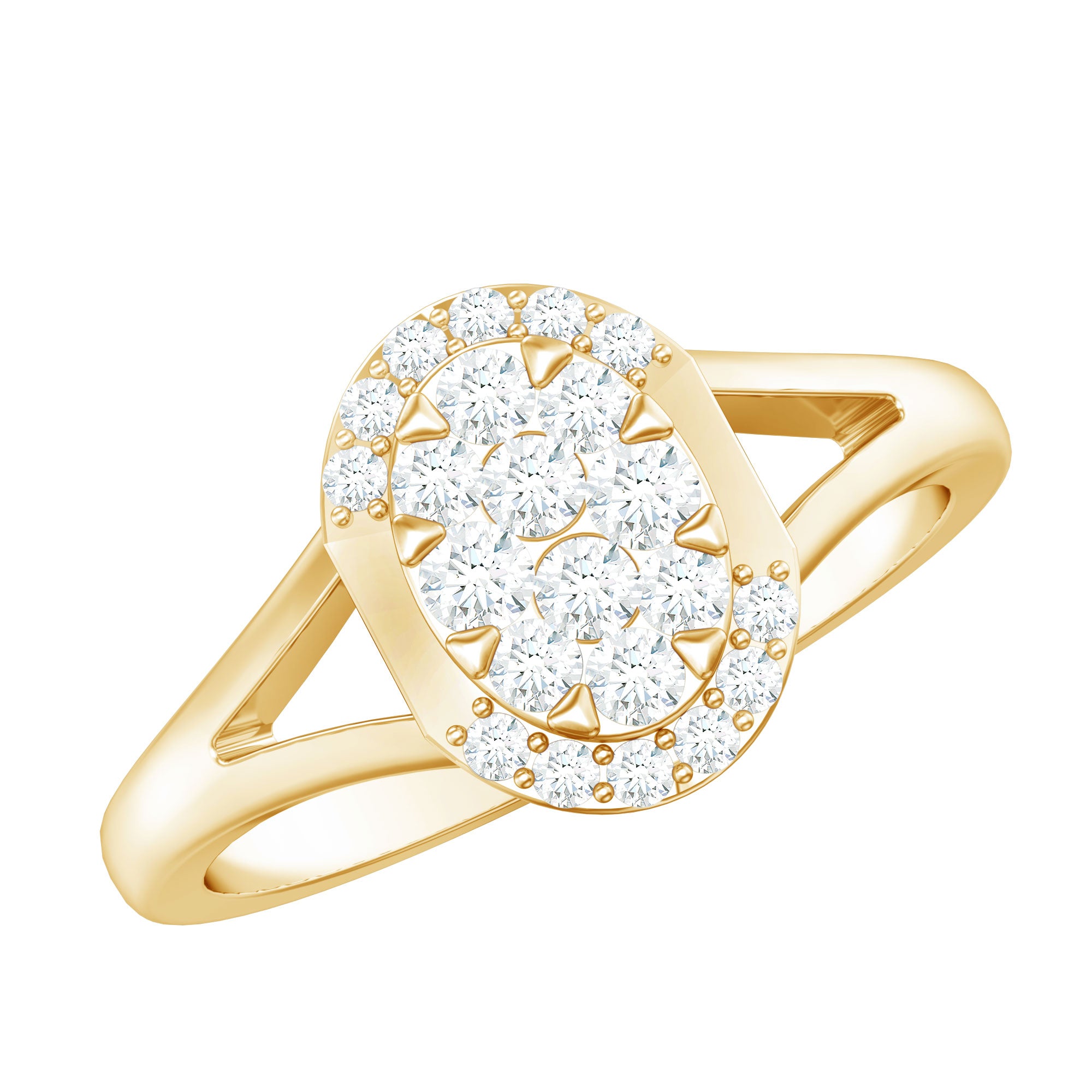 Classic Diamond Engagement Ring with Split Shank Natural - ( HI-SI ) - Rosec Jewels