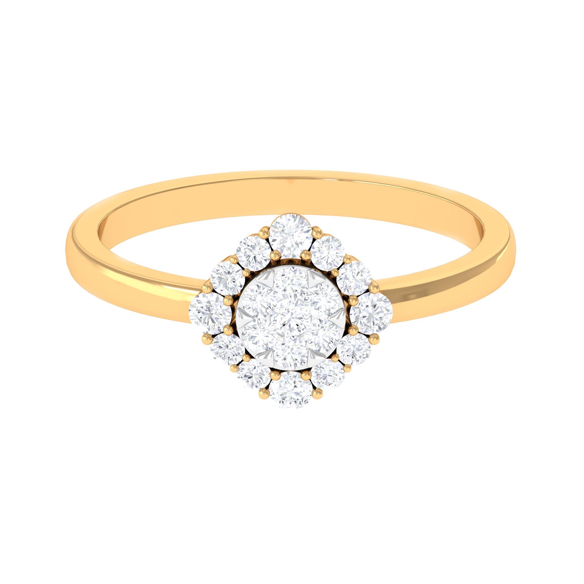 Natural Diamond Classic Engagement Ring with Halo Natural - ( HI-SI ) - Rosec Jewels