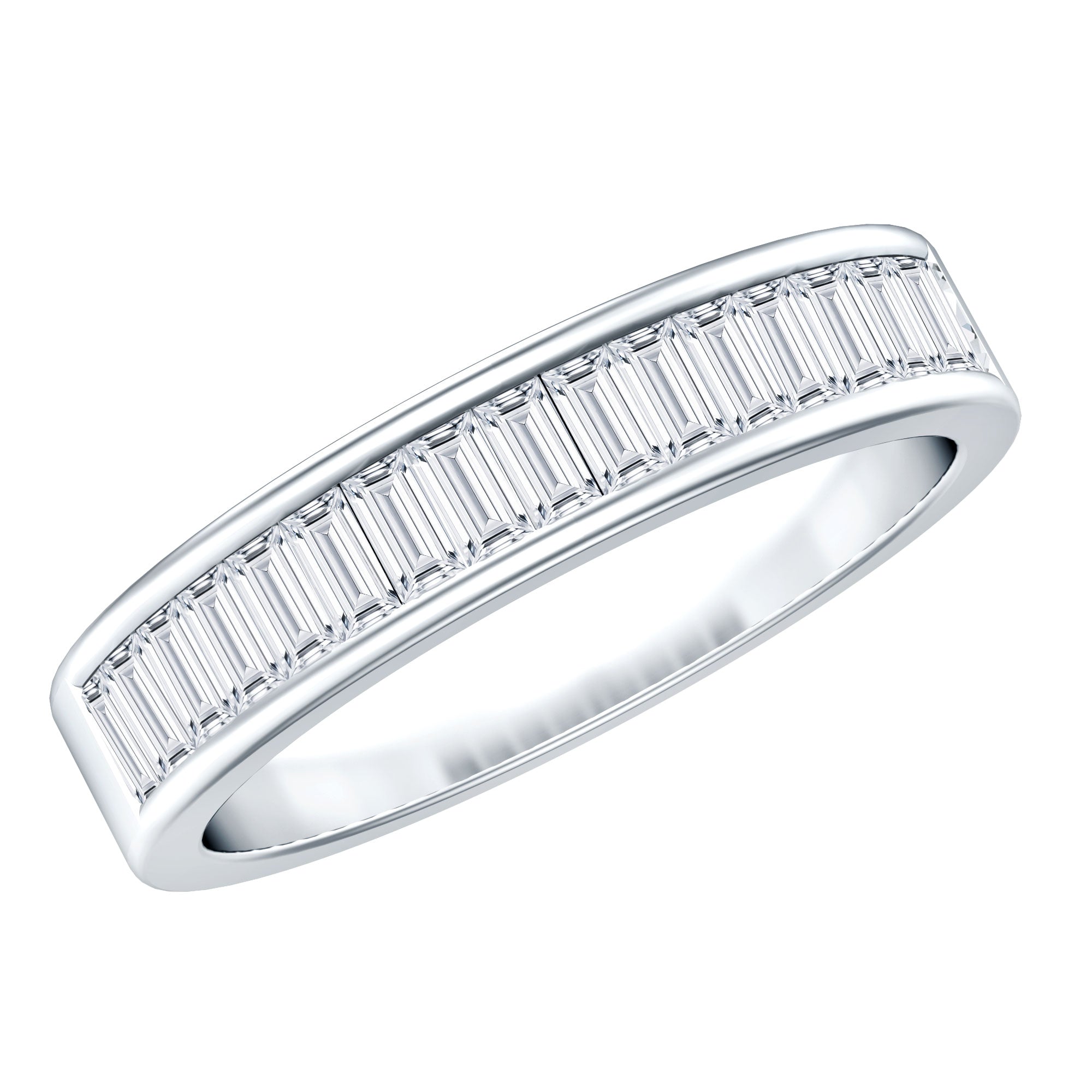 1 CT Baguette Cut Lab Grown Diamond Half Eternity Band Lab - ( EF-VS ) - Rosec Jewels