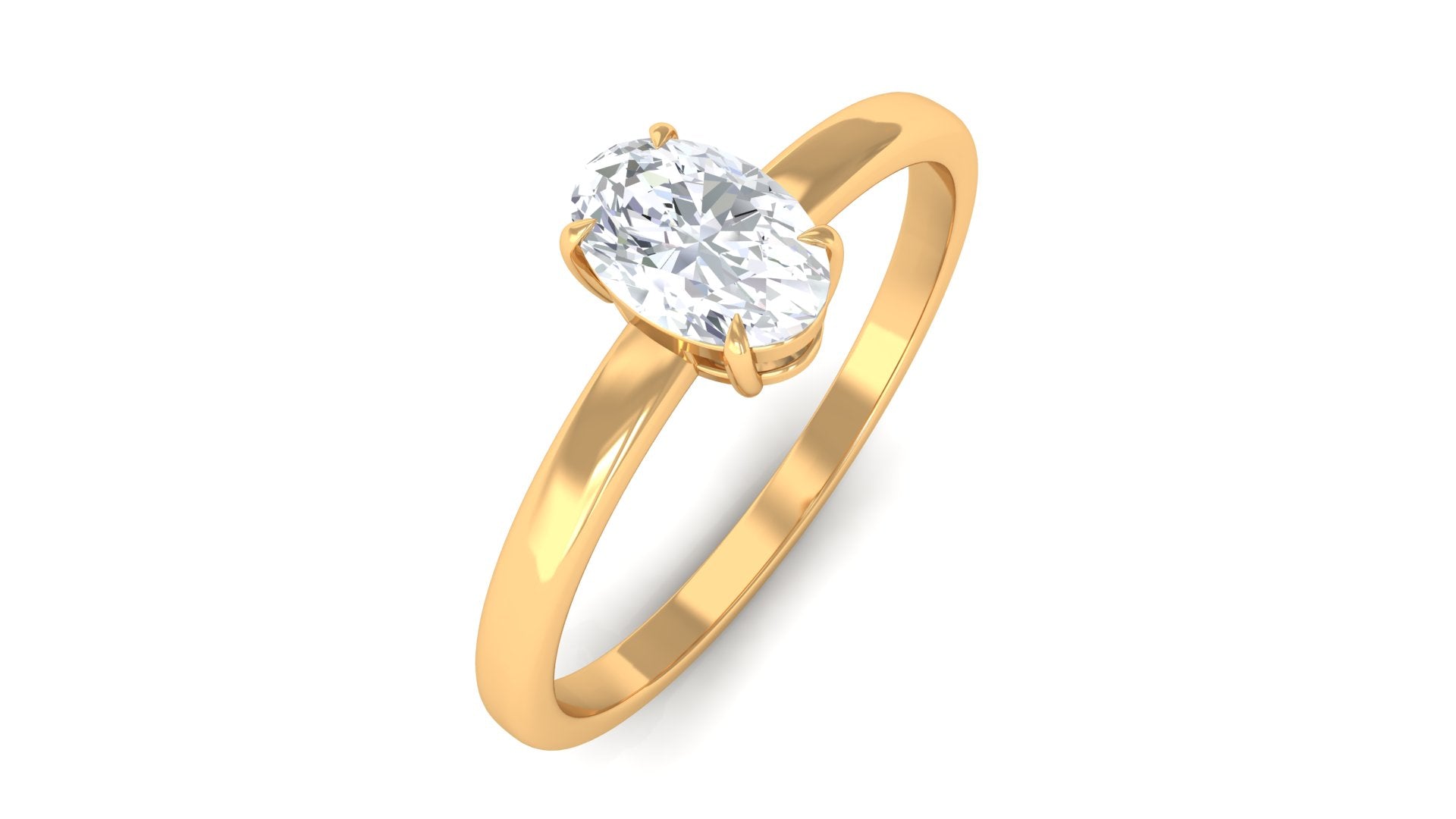 Natural Oval Diamond Solitaire Promise Ring with Certificate Natural - ( HI-SI ) - Rosec Jewels