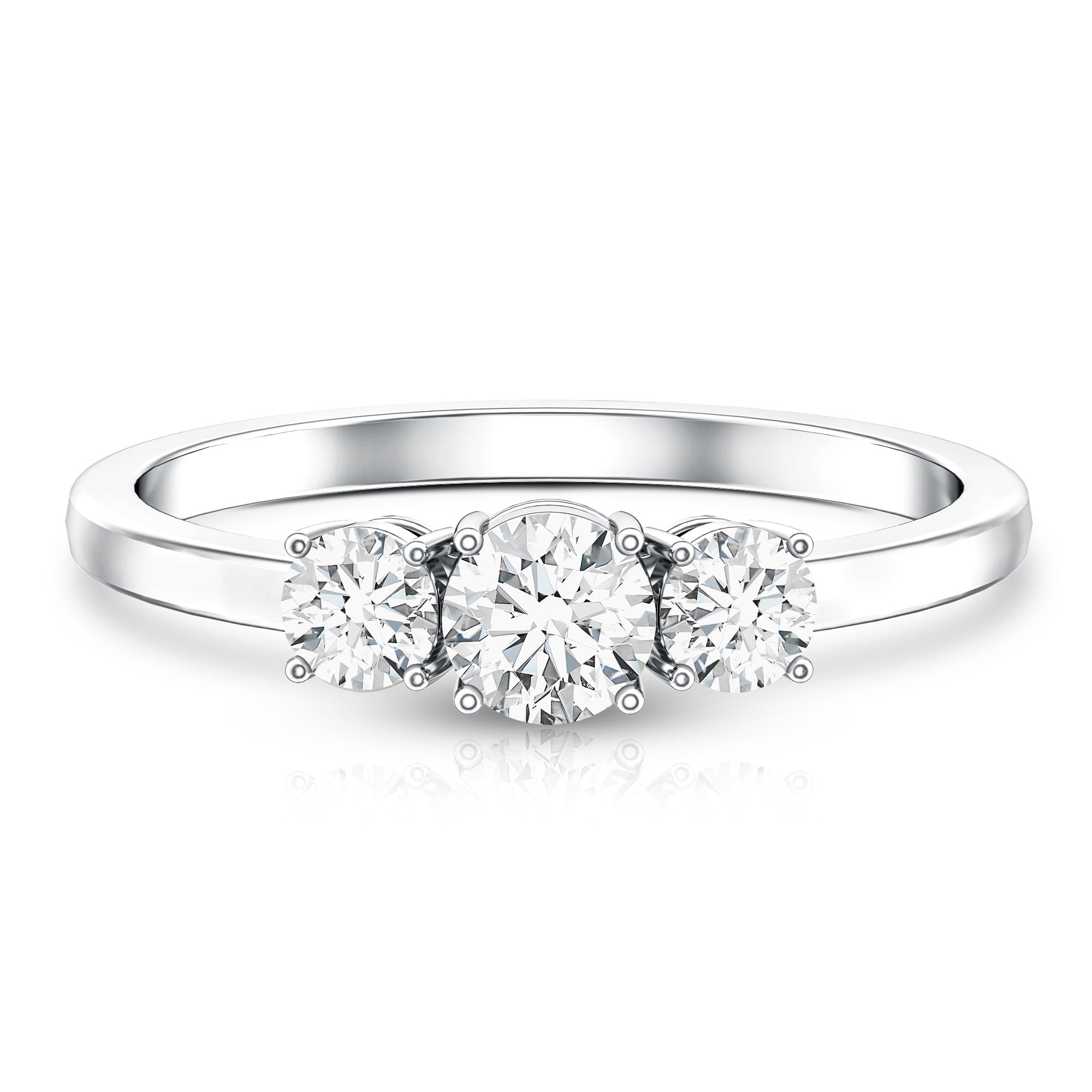 Natural Diamond 3 Stone Engagement Ring with Certificate Natural - ( HI-SI ) - Rosec Jewels