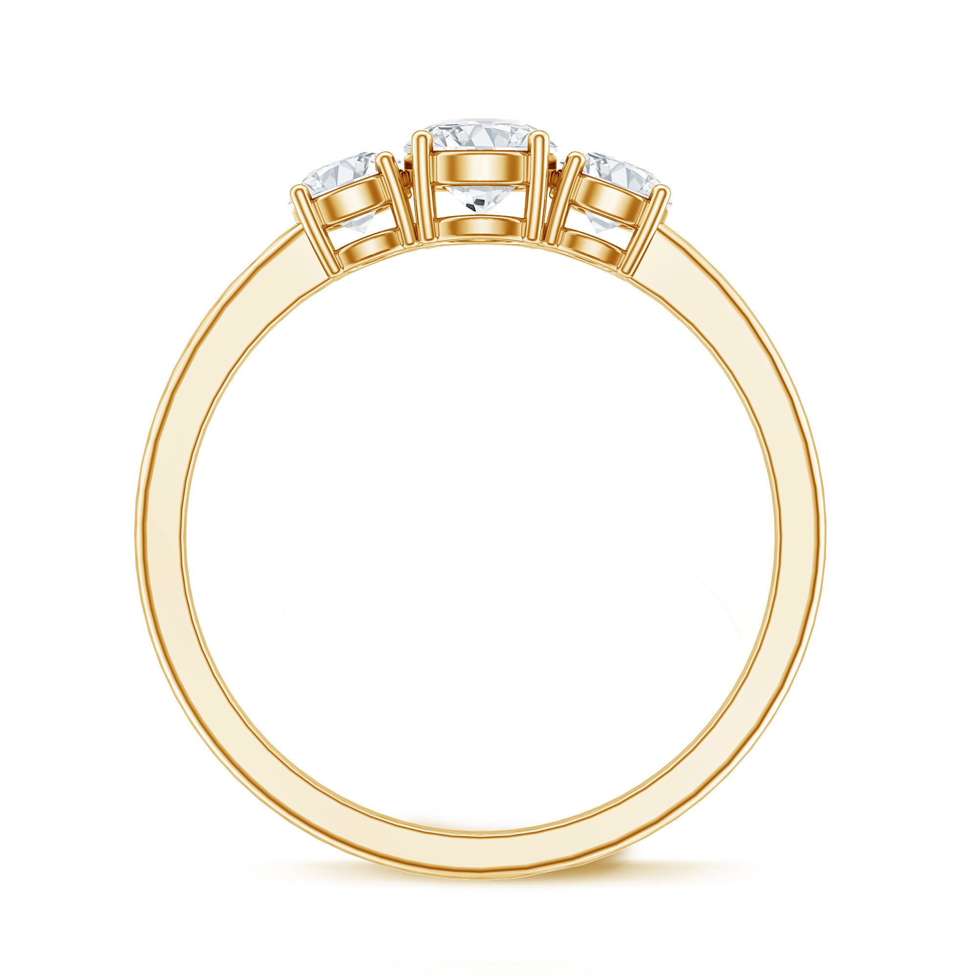 Natural Diamond 3 Stone Engagement Ring with Certificate Natural - ( HI-SI ) - Rosec Jewels