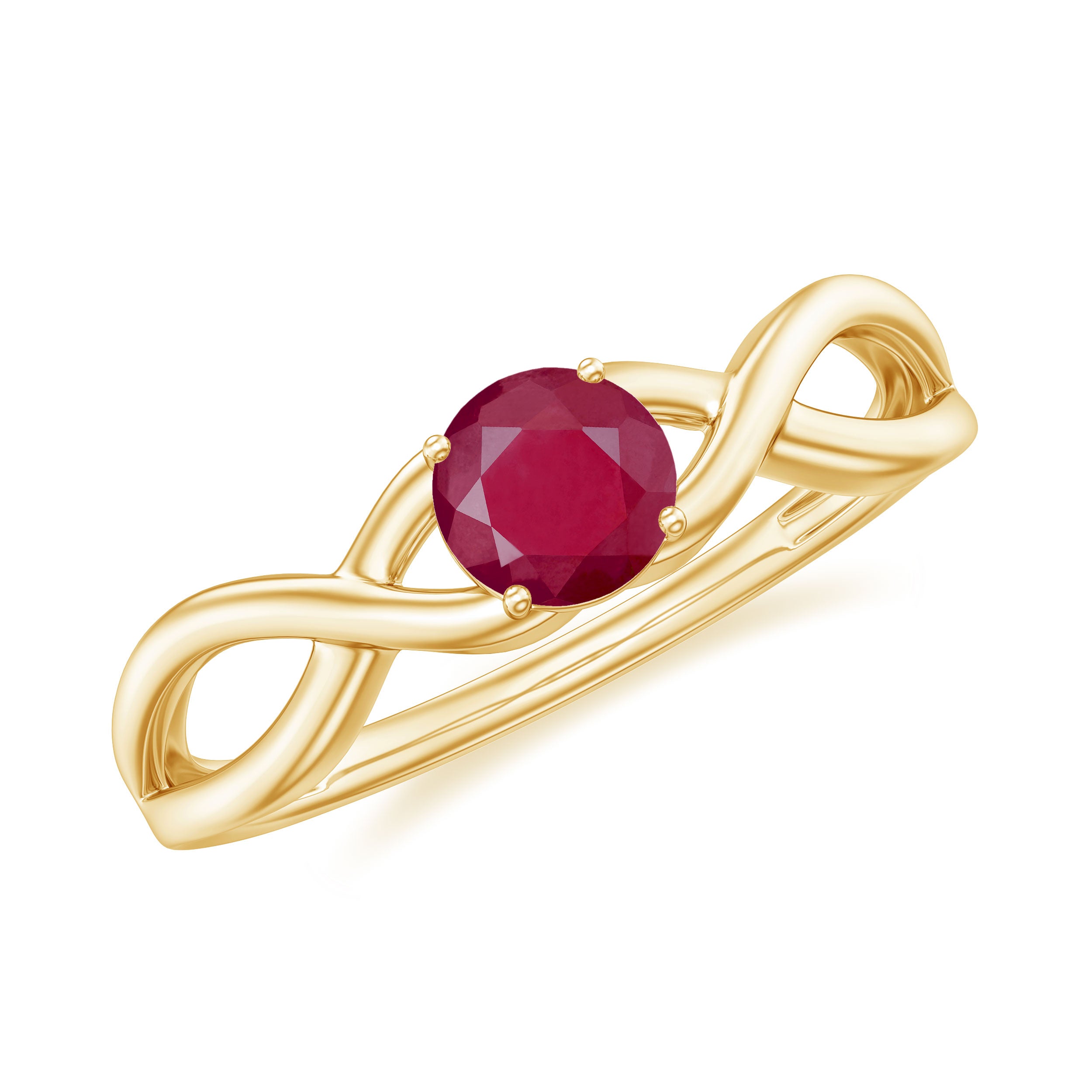 Natural 0.6 Carat Ruby Promise Ring with Crossover Shank AAA - Rosec Jewels