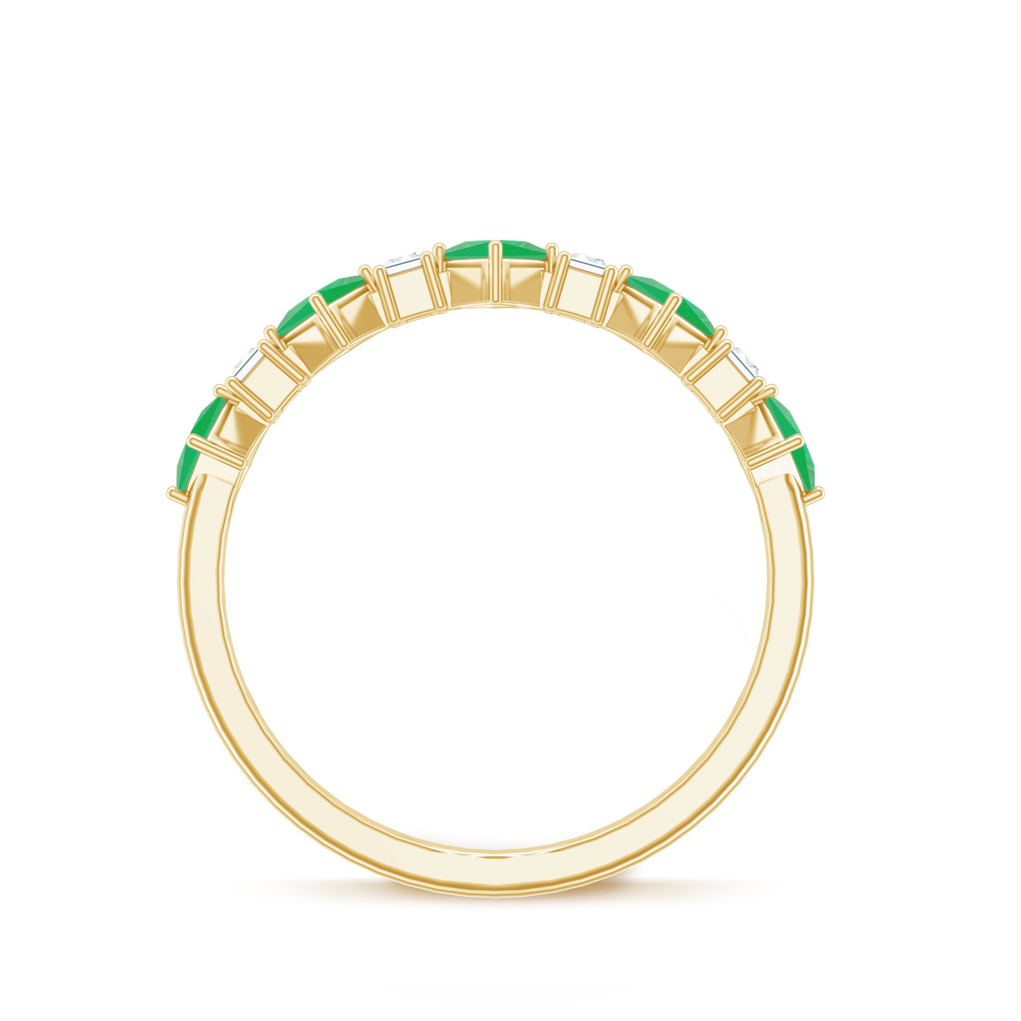 Certified Real Princess Cut Emerald Half Eternity Anniversary Ring AAA - Rosec Jewels