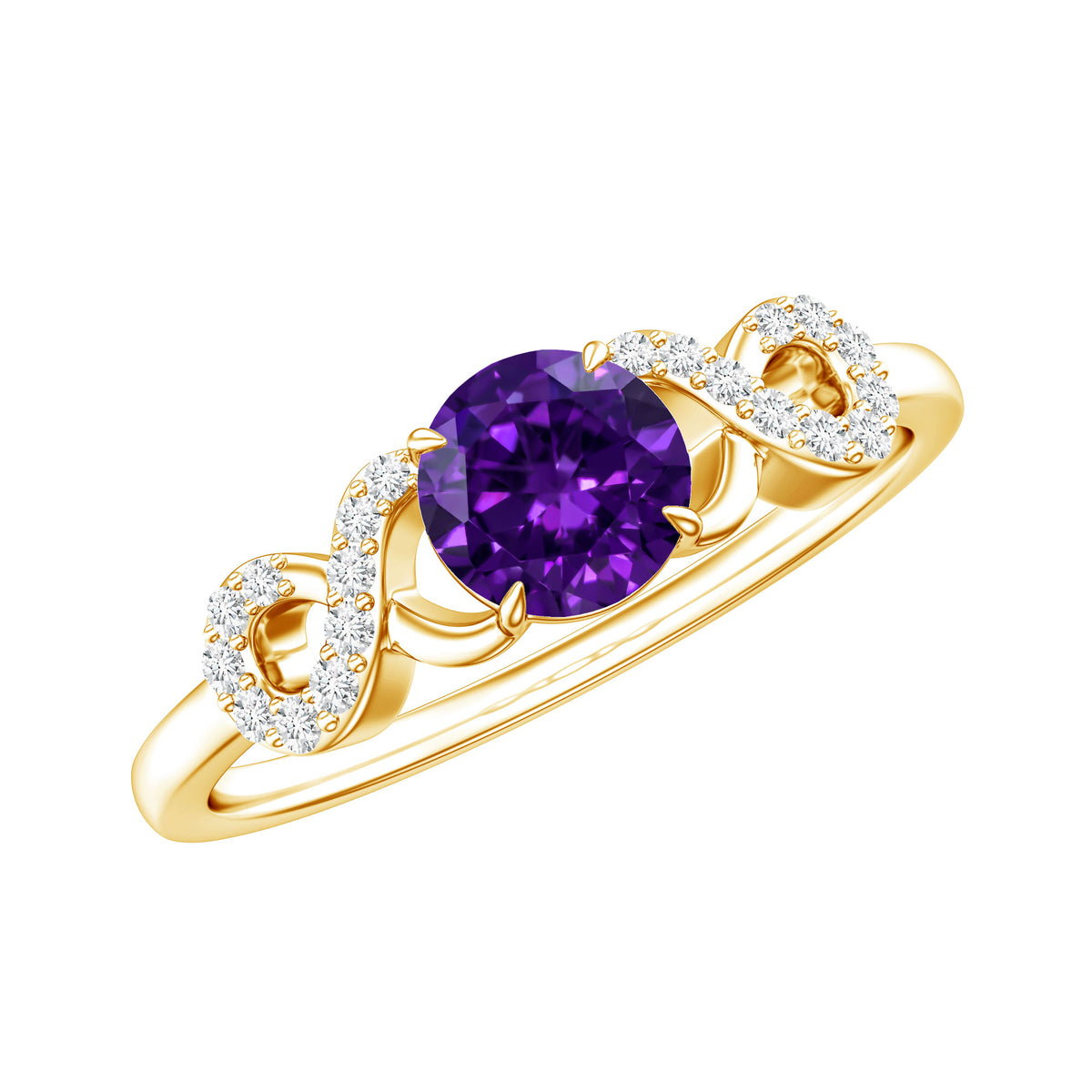 Natural Amethyst Engagement Ring with Diamond Infinity Knot AAA - Rosec Jewels