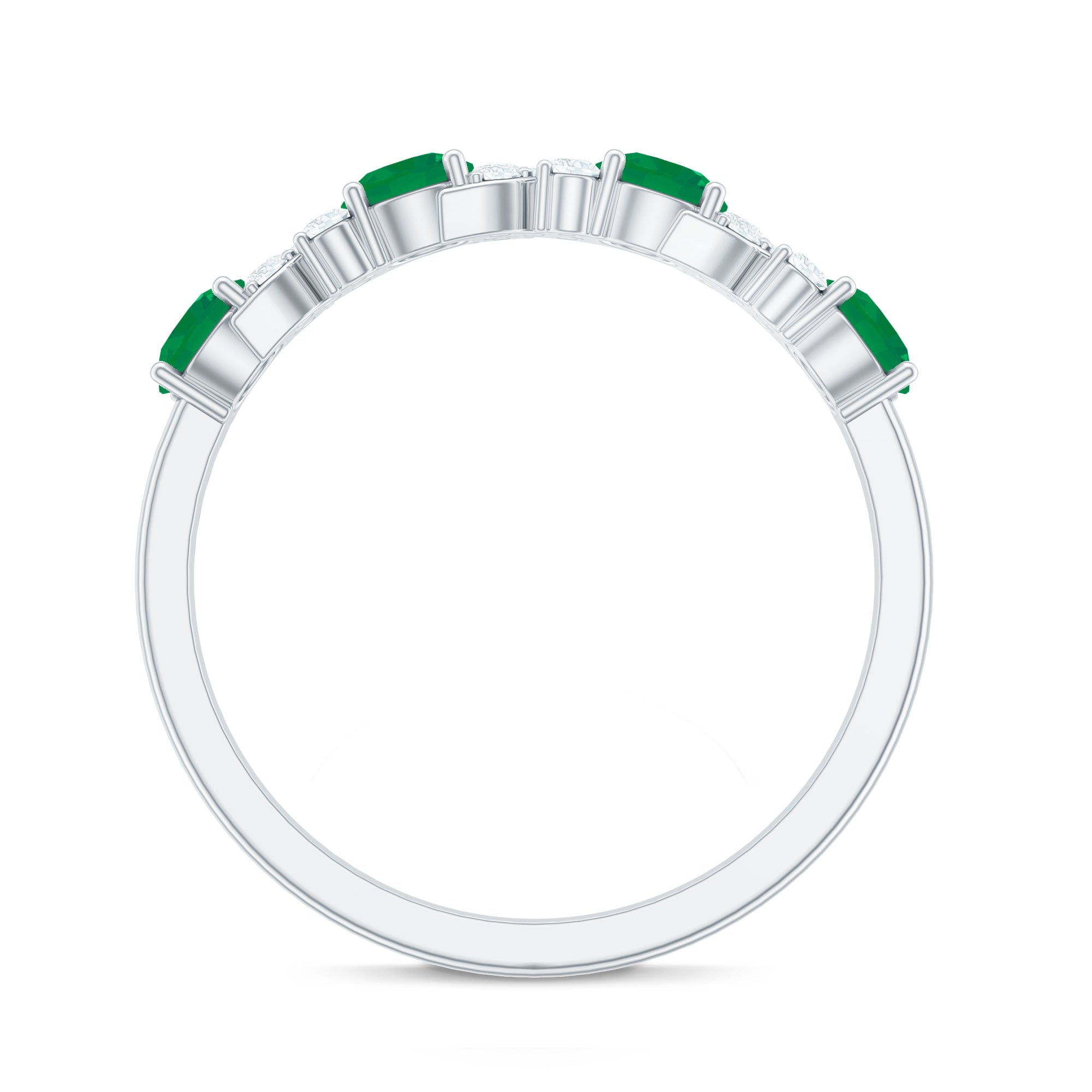 Natural Emerald Diamond Half Eternity Anniversary Band with Certificate AAA - Rosec Jewels