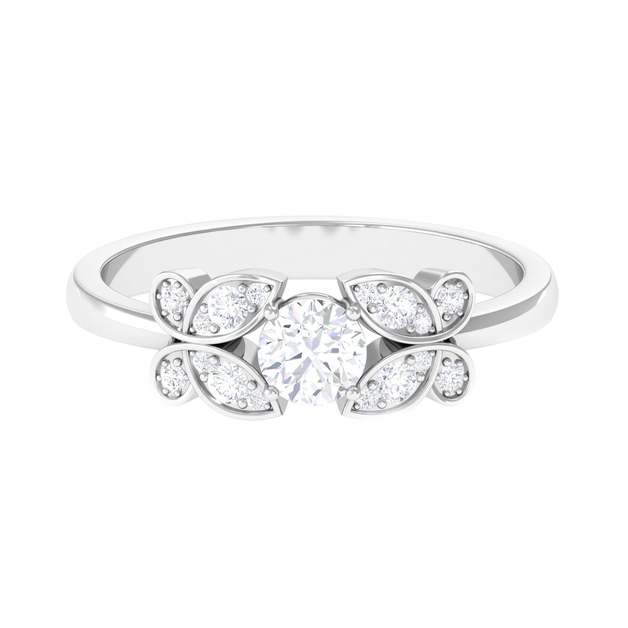 Round Cut Diamond Nature Engagement Ring Natural - ( HI-SI ) - Rosec Jewels