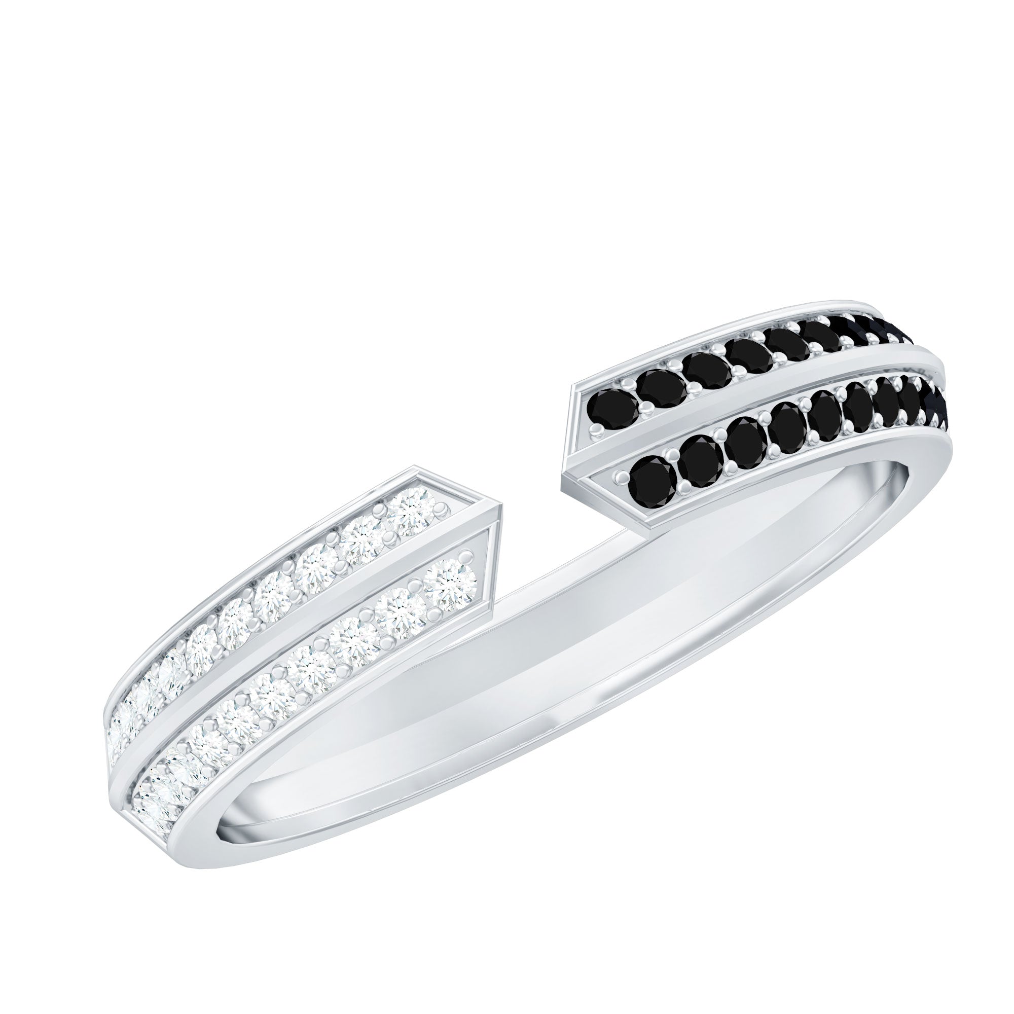 1/2 CT Black and White Diamond Contemporary Cuff Eternity Ring