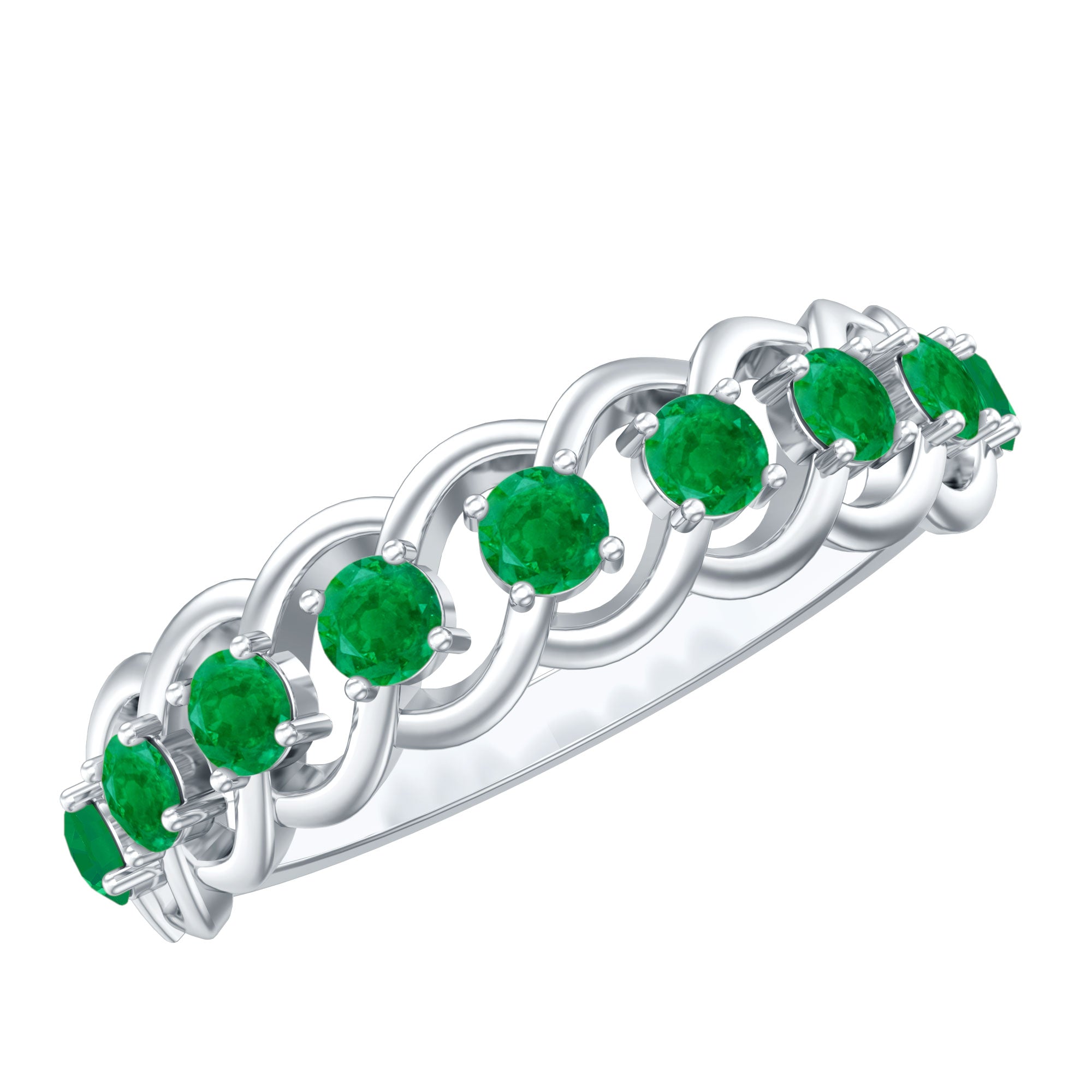 Genuine Green Emerald Braided Half Eternity Band